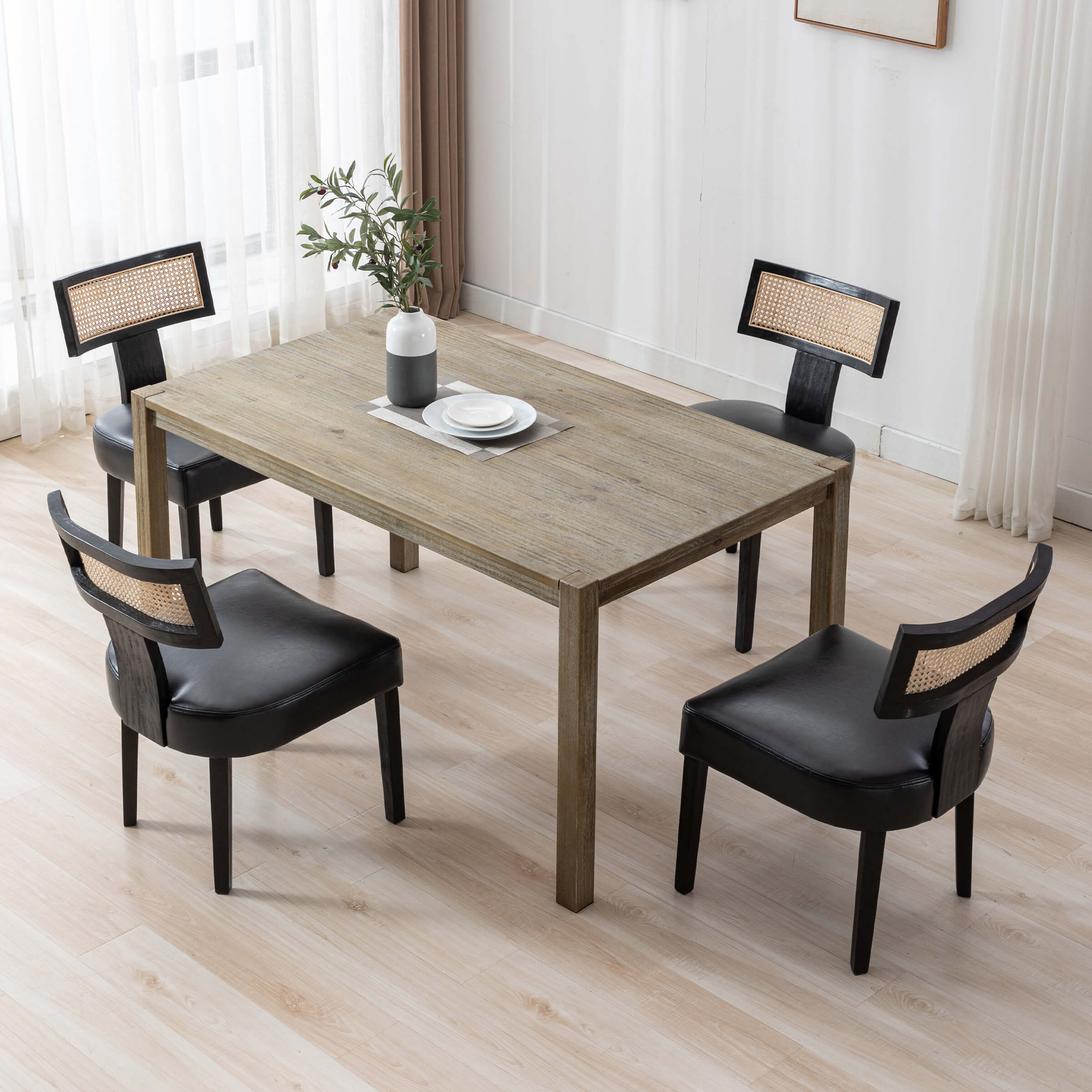 Farmhouse Rattan Back Dining Chairs Set of 2 - 1918DC - Image 37