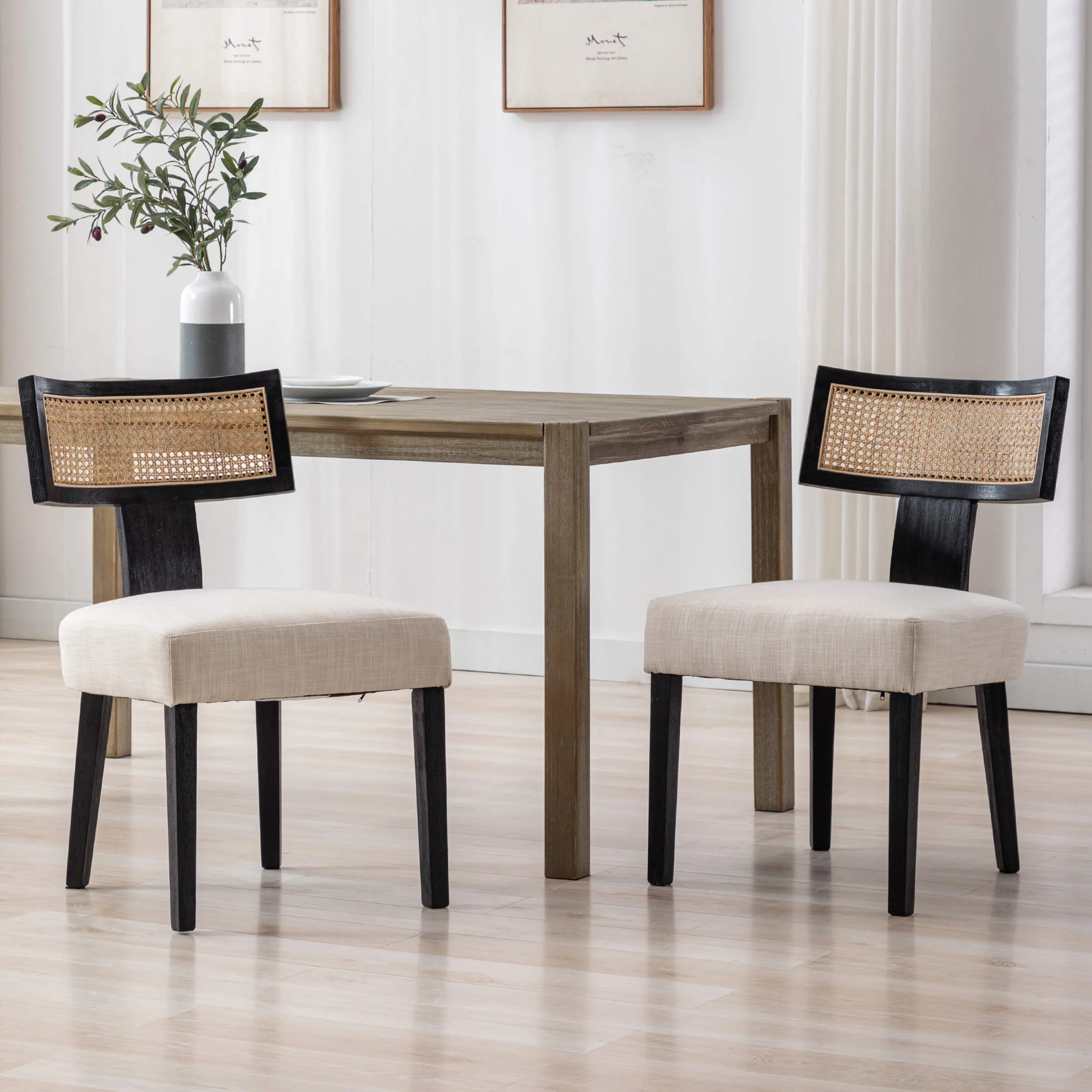 Farmhouse Rattan Back Dining Chairs Set of 2 - 1918DC - Image 9