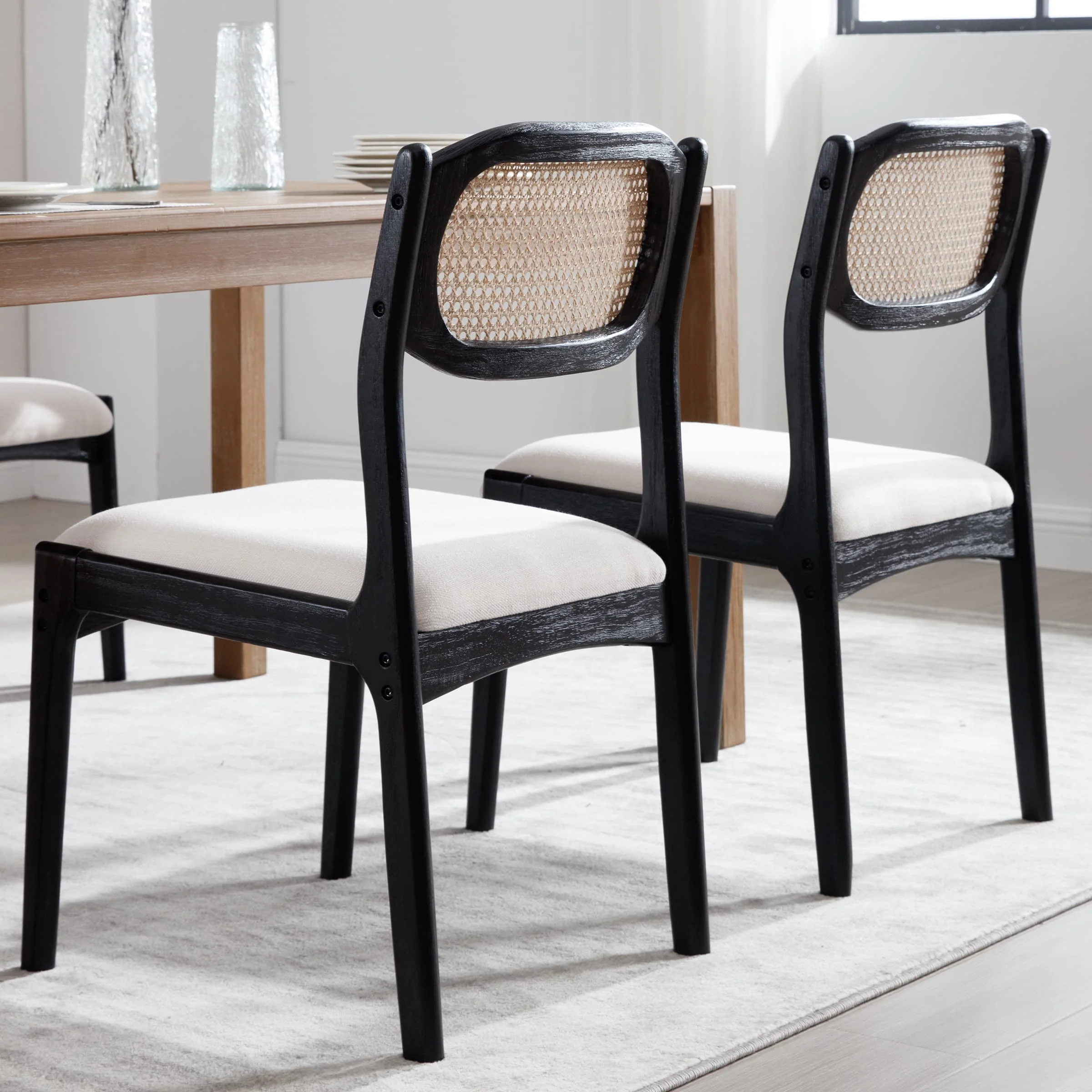 Hardwood Rattan Back Dining Chairs Set of 2 - 1942DC - Image 11