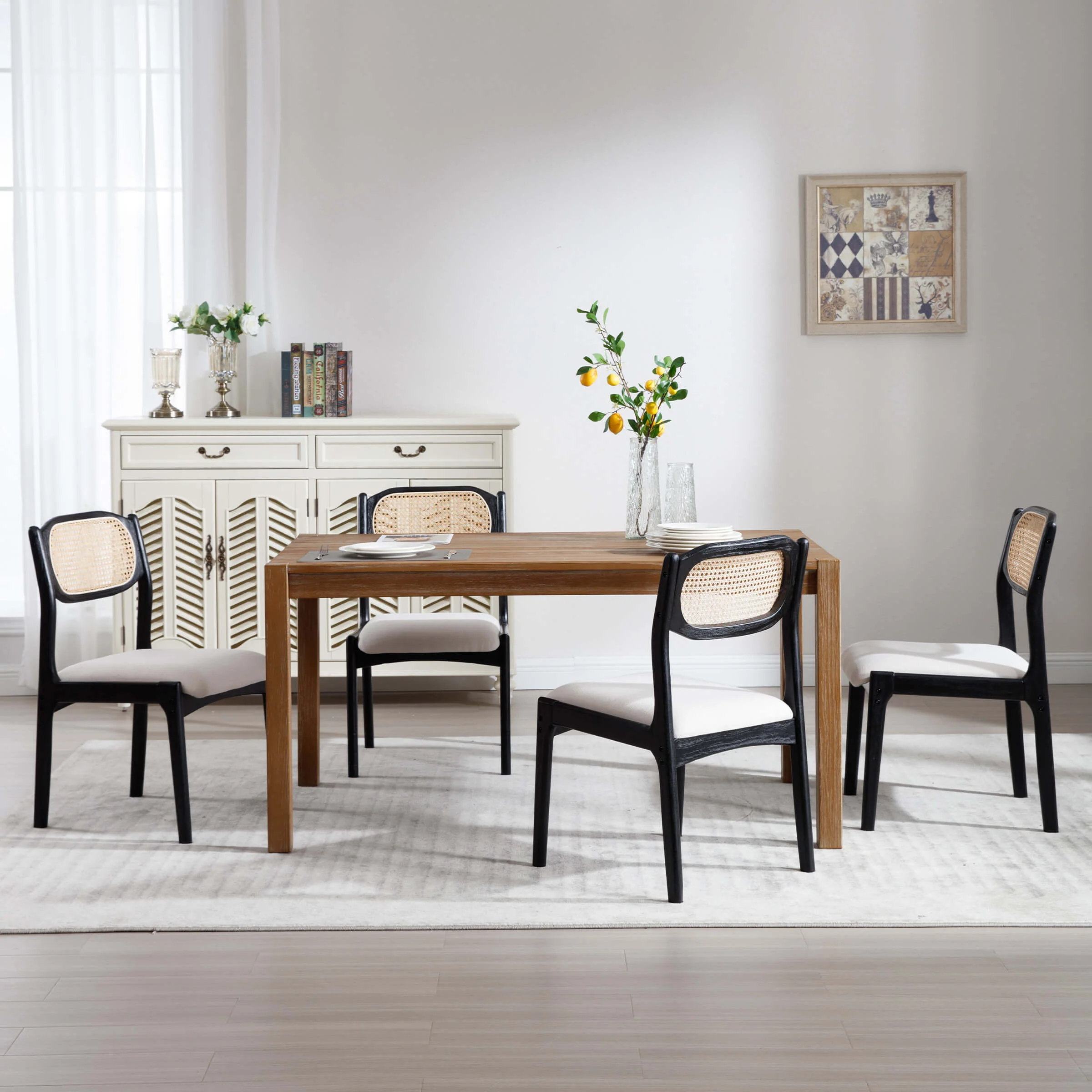 Hardwood Rattan Back Dining Chairs Set of 2 - 1942DC - Image 12