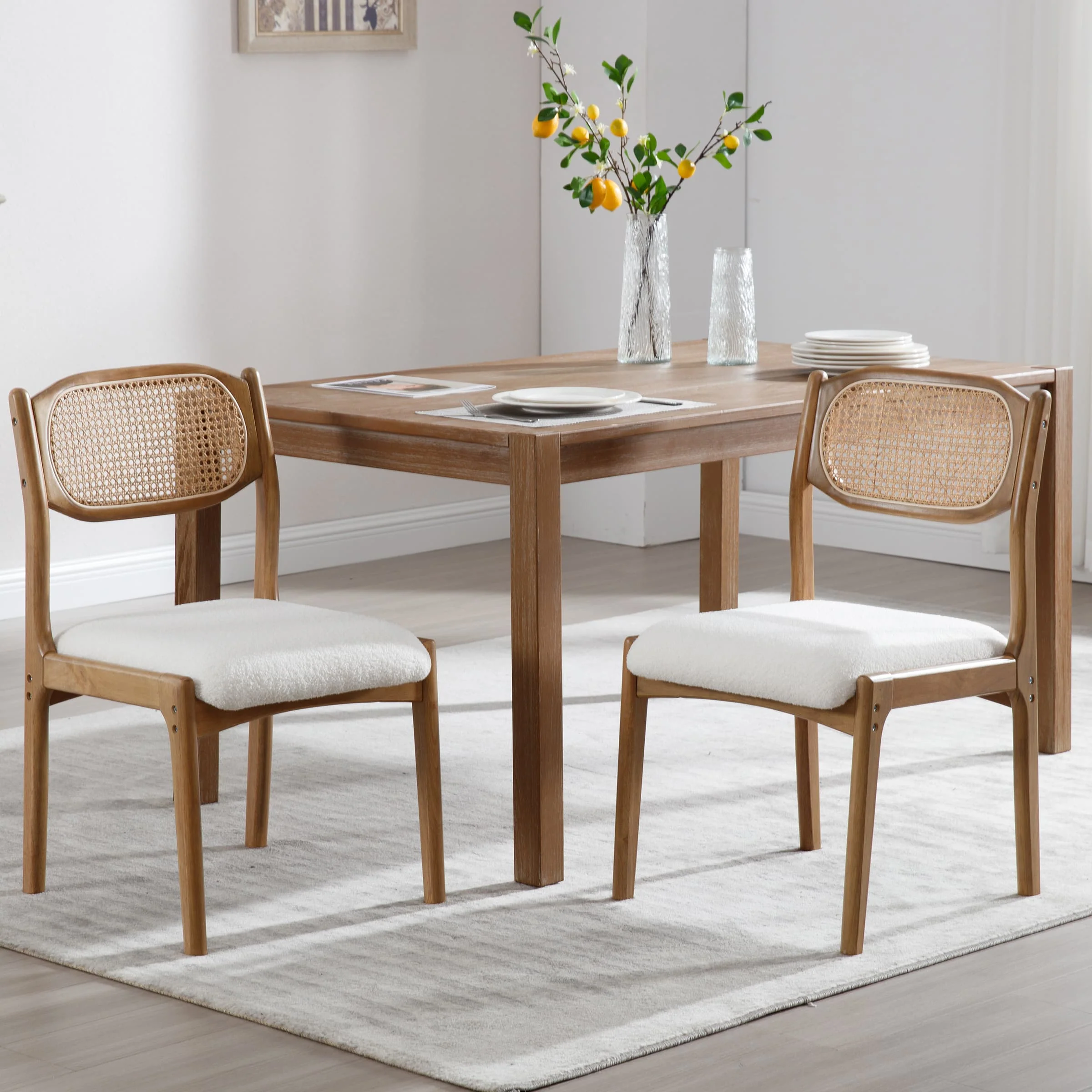 Hardwood Rattan Back Dining Chairs Set of 2 - 1942DC - Image 16