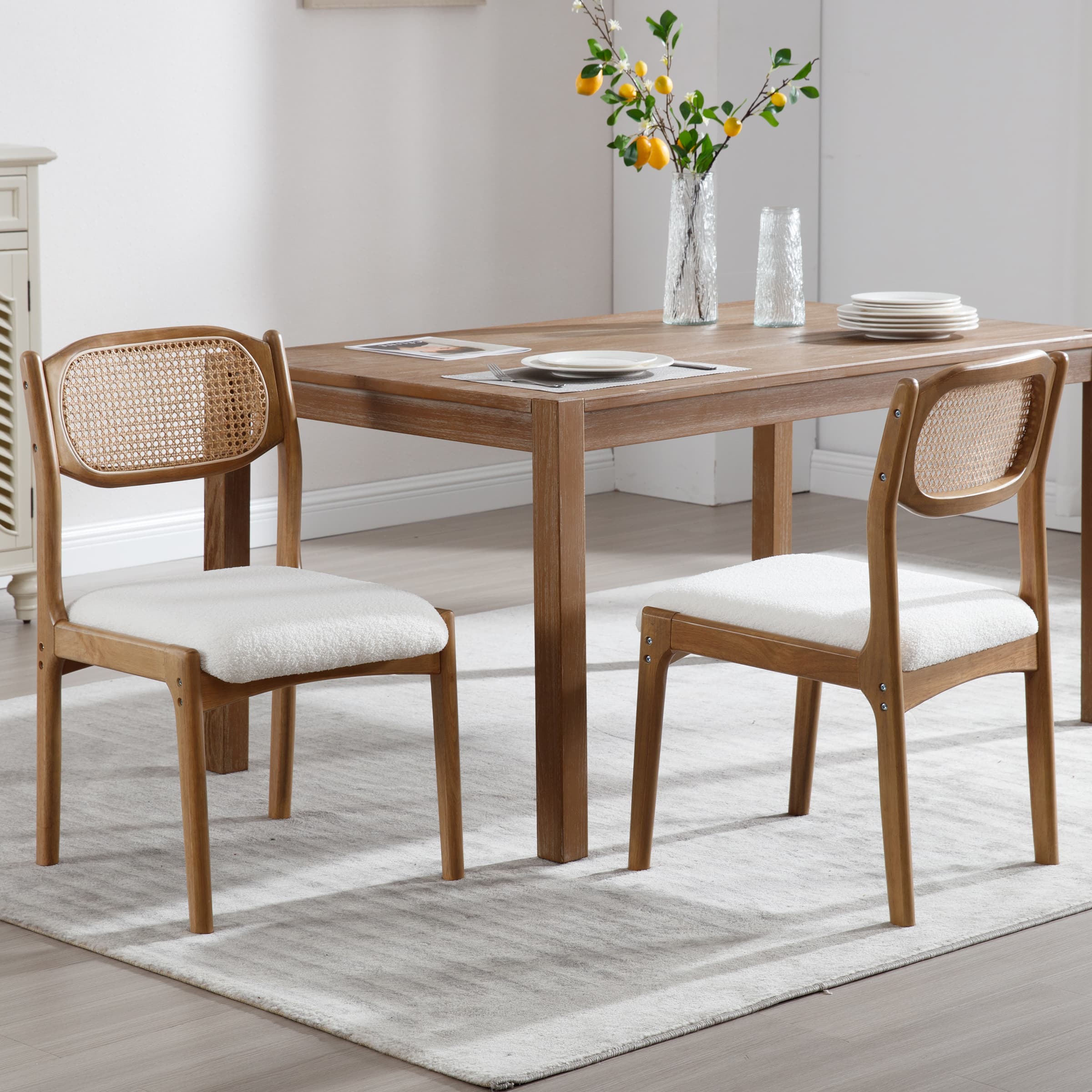 Hardwood Rattan Back Dining Chairs Set of 2 - 1942DC - Image 17