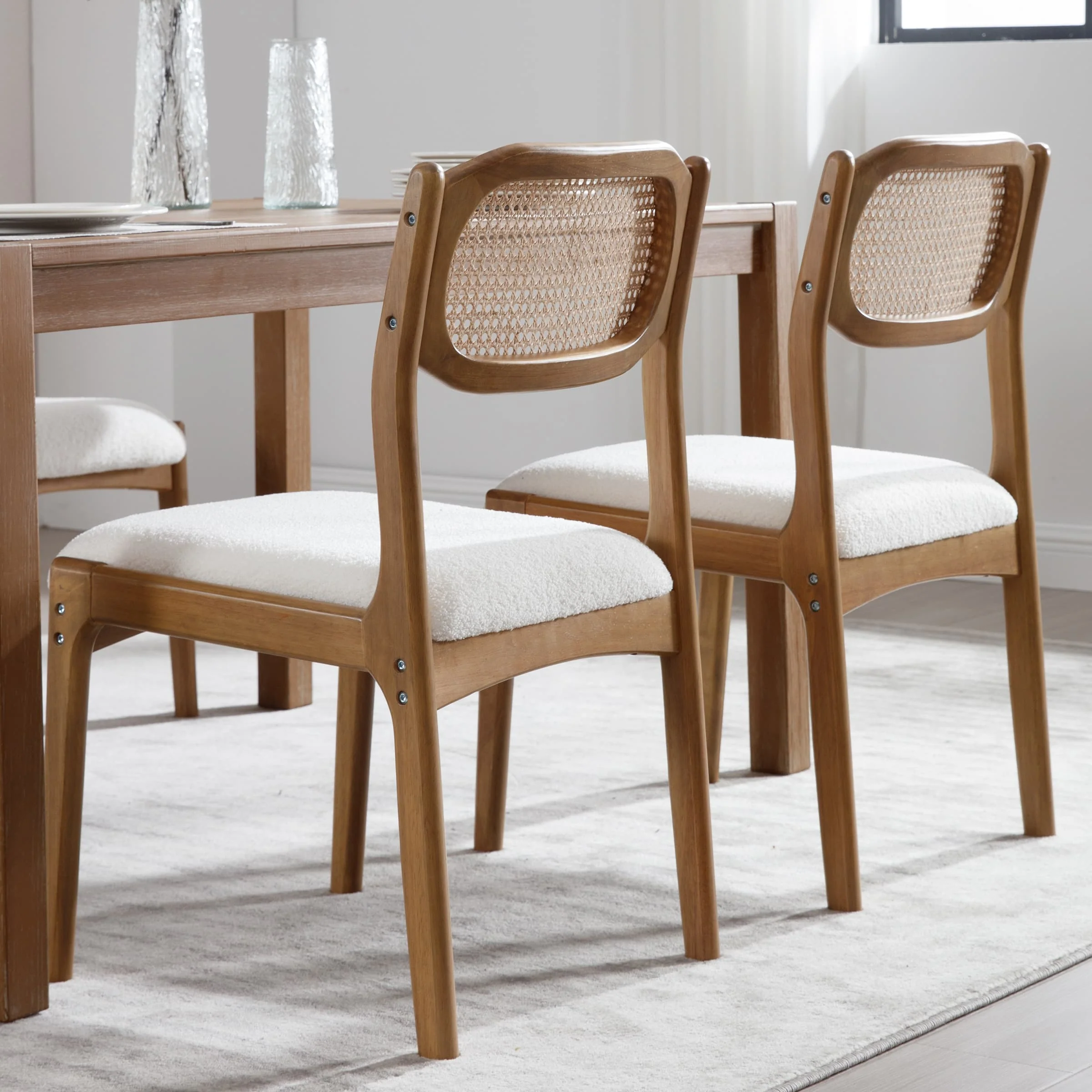 Hardwood Rattan Back Dining Chairs Set of 2 - 1942DC - Image 18