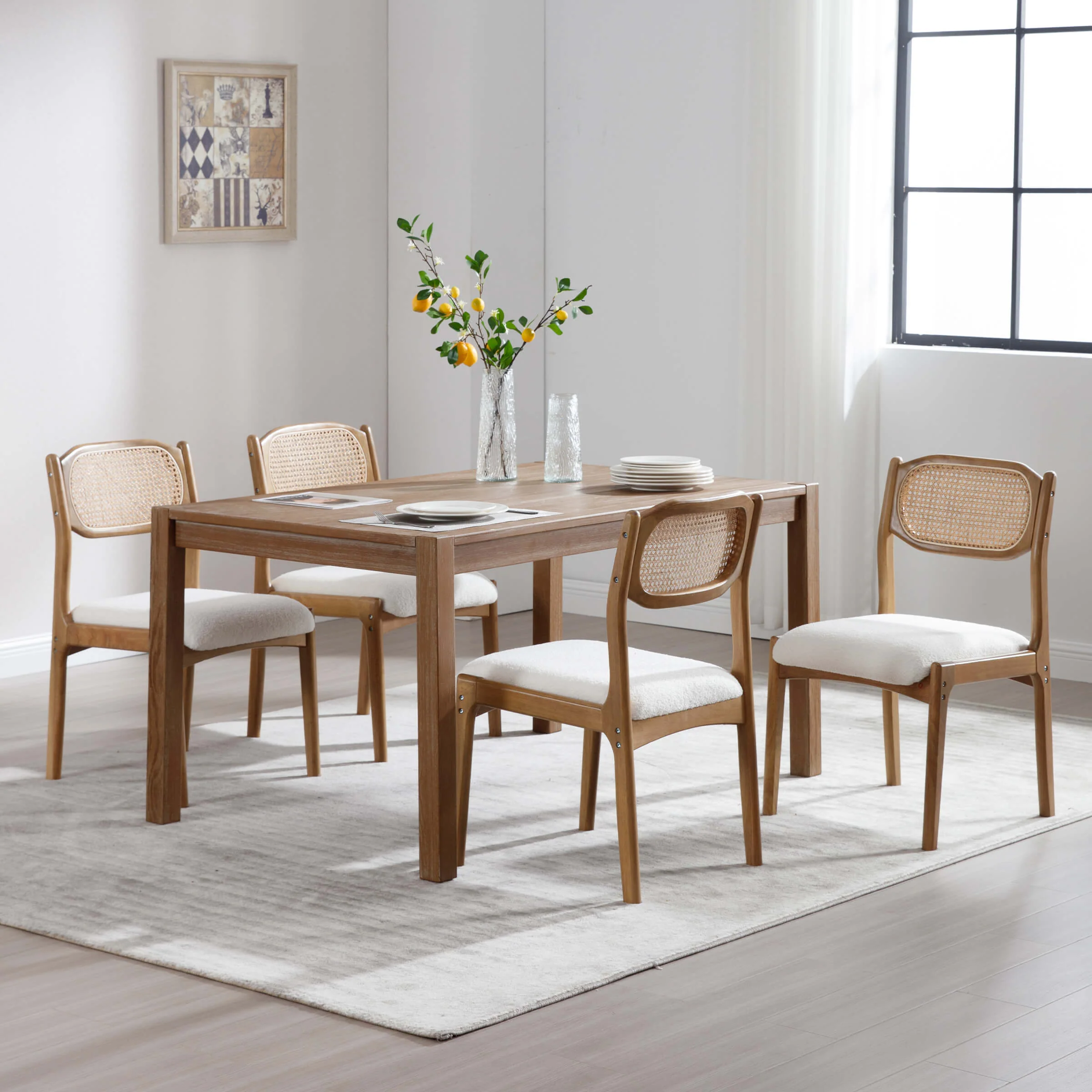 Hardwood Rattan Back Dining Chairs Set of 2 - 1942DC - Image 19