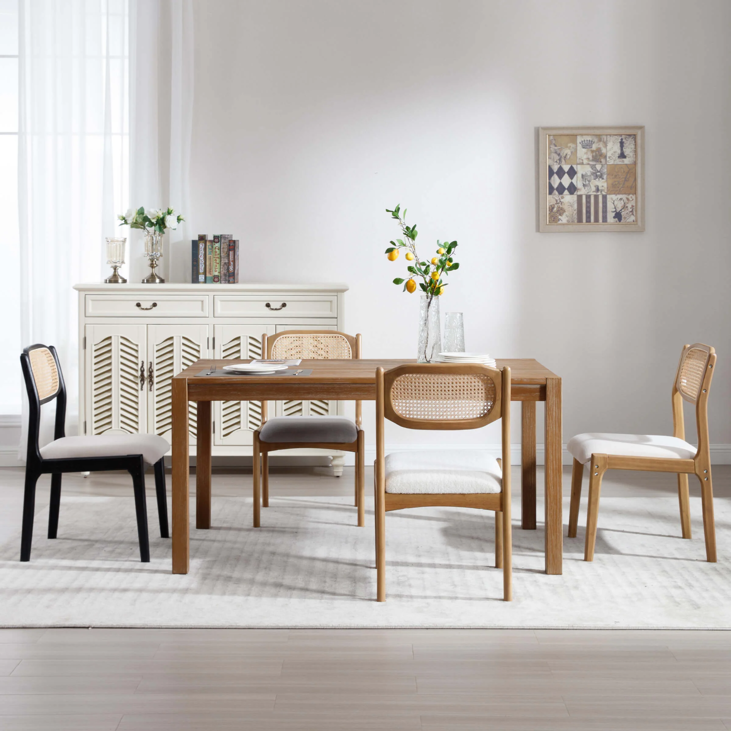 Hardwood Rattan Back Dining Chairs Set of 2 - 1942DC - Image 23