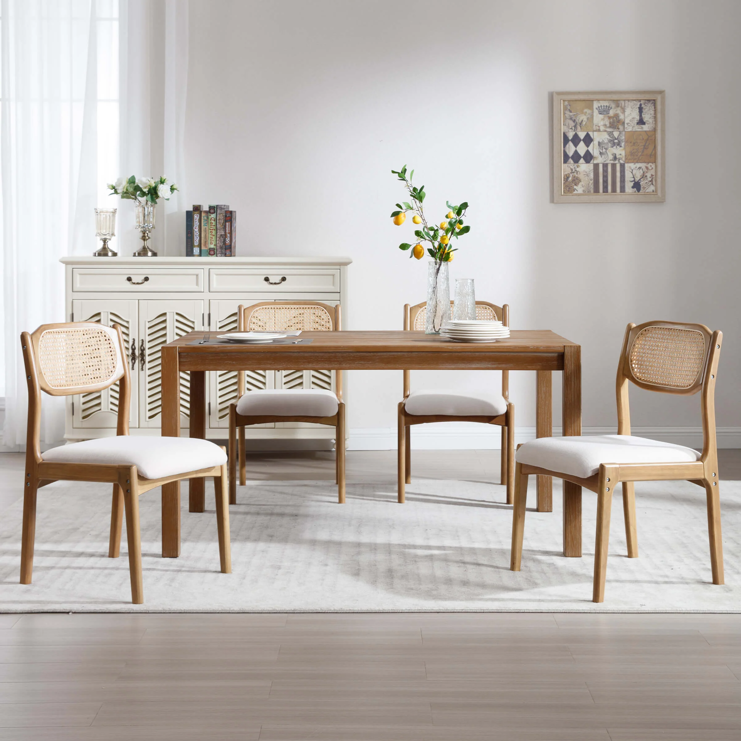 Hardwood Rattan Back Dining Chairs Set of 2 - 1942DC - Image 3