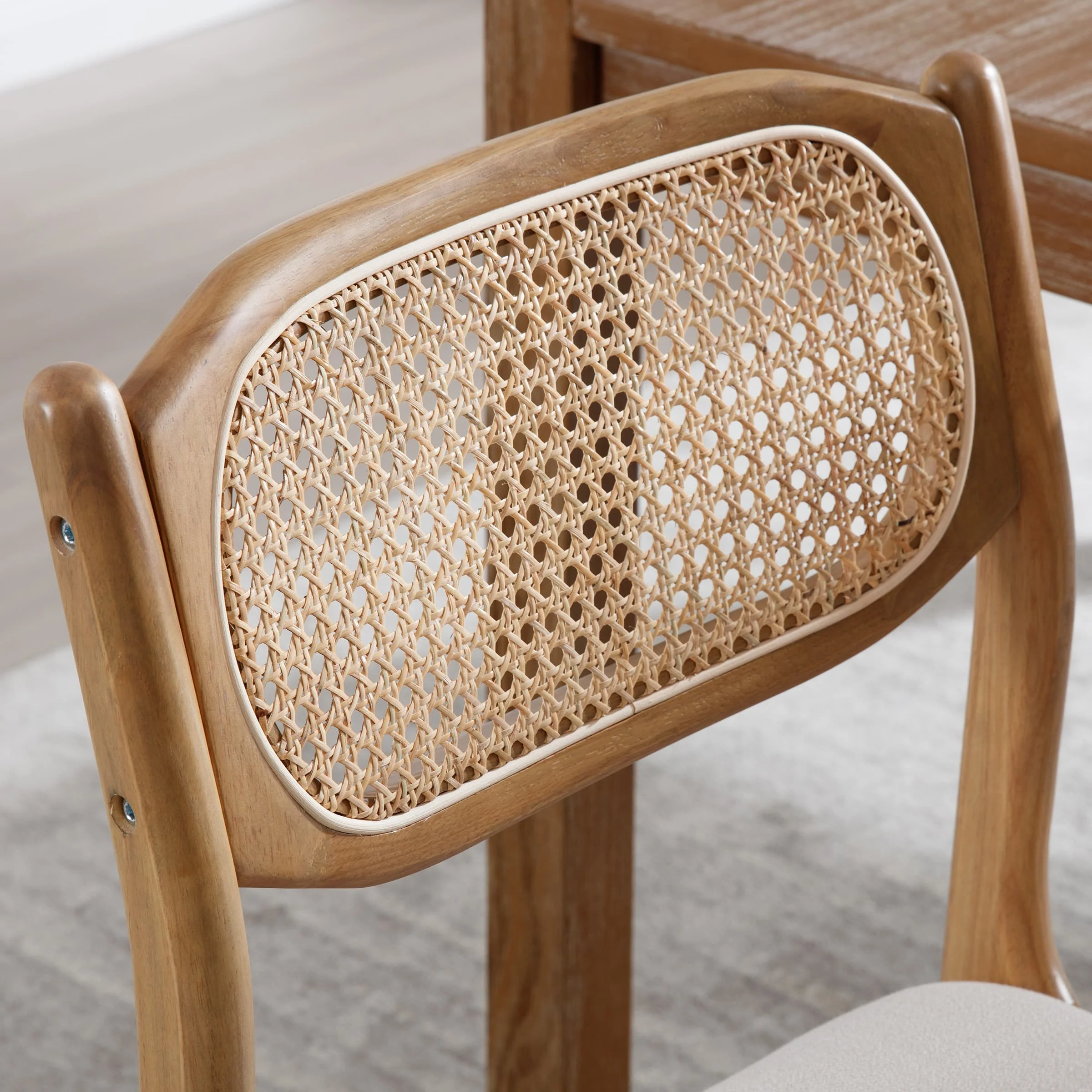 Hardwood Rattan Back Dining Chairs Set of 2 - 1942DC - Image 4