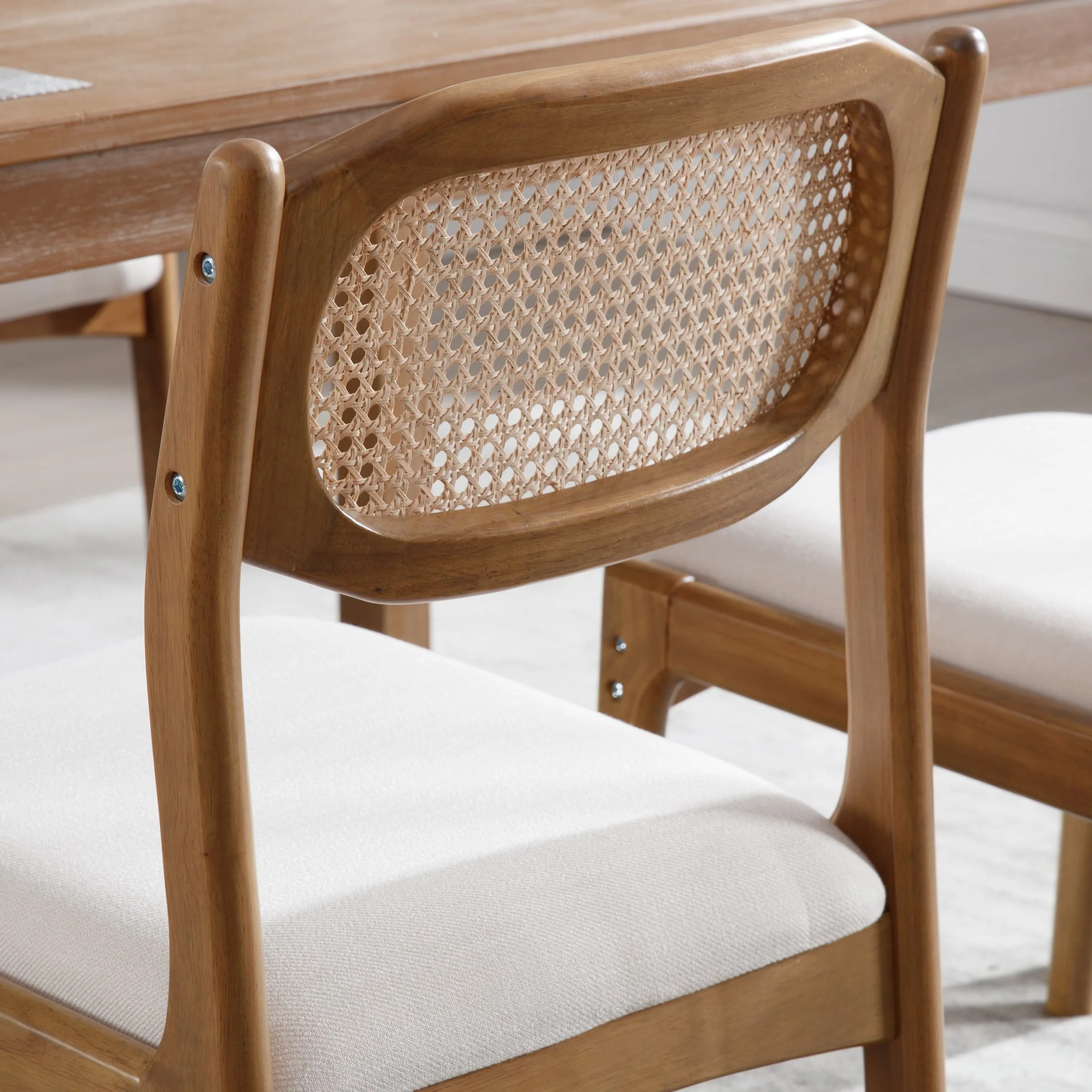 Hardwood Rattan Back Dining Chairs Set of 2 - 1942DC - Image 7