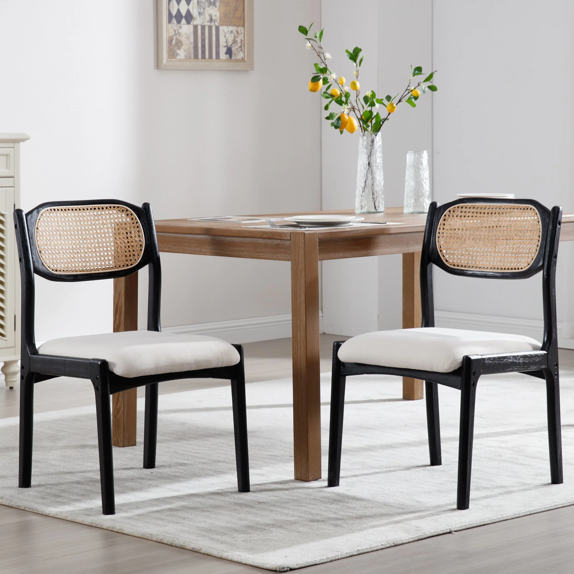 Hardwood Rattan Back Dining Chairs Set of 2 - 1942DC - Image 9