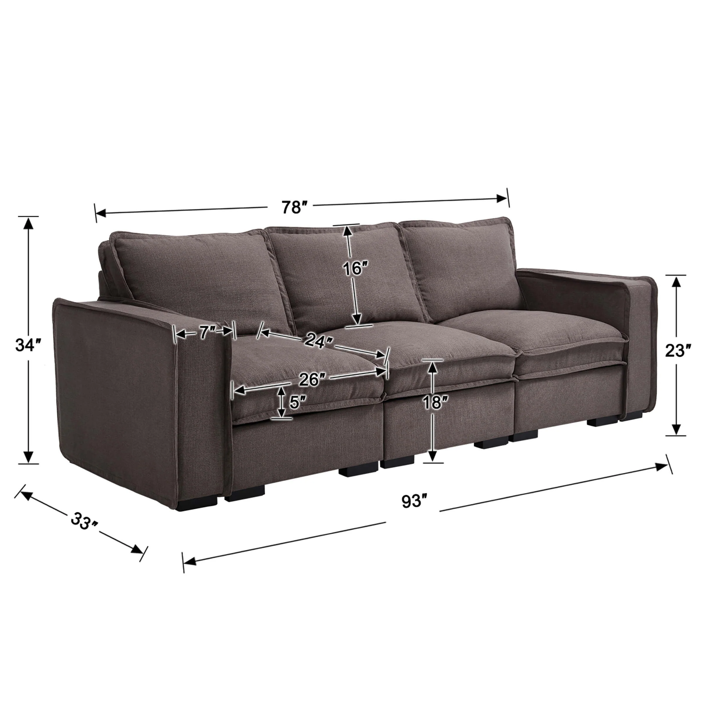 EALSON Linen Fabric Upholstered Cloud Couches Mid Century Sofa - 1089SF - Image 10