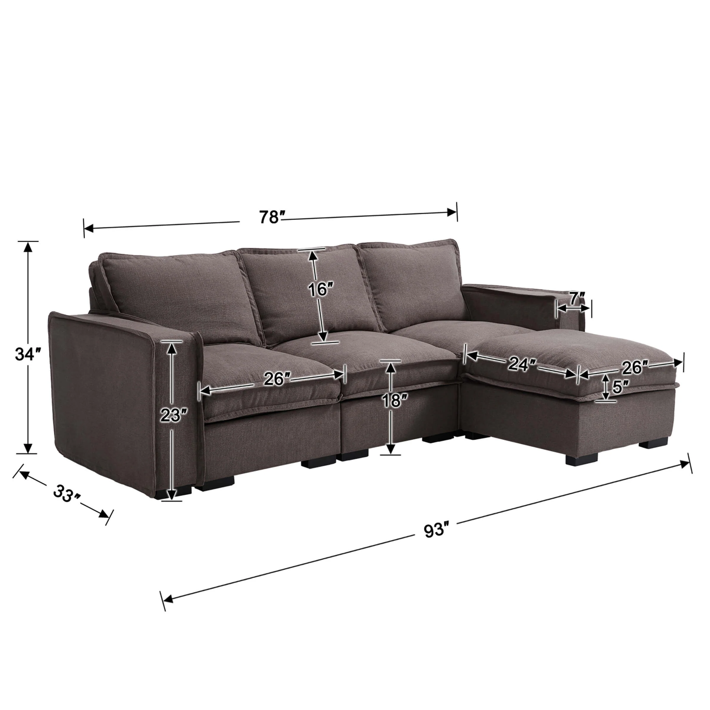 EALSON Linen Fabric Upholstered Cloud Couches Mid Century Sofa - 1089SF - Image 11