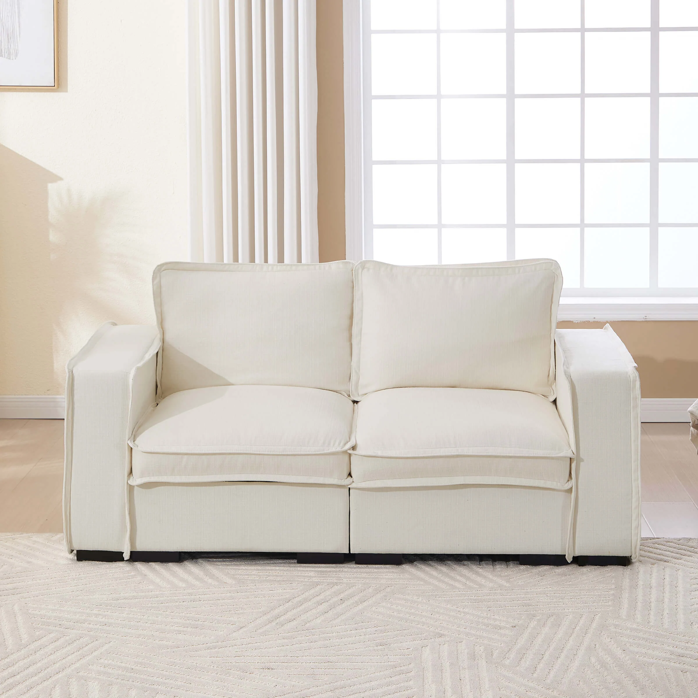 EALSON Linen Fabric Upholstered Cloud Couches Mid Century Sofa - 1089SF - Image 15