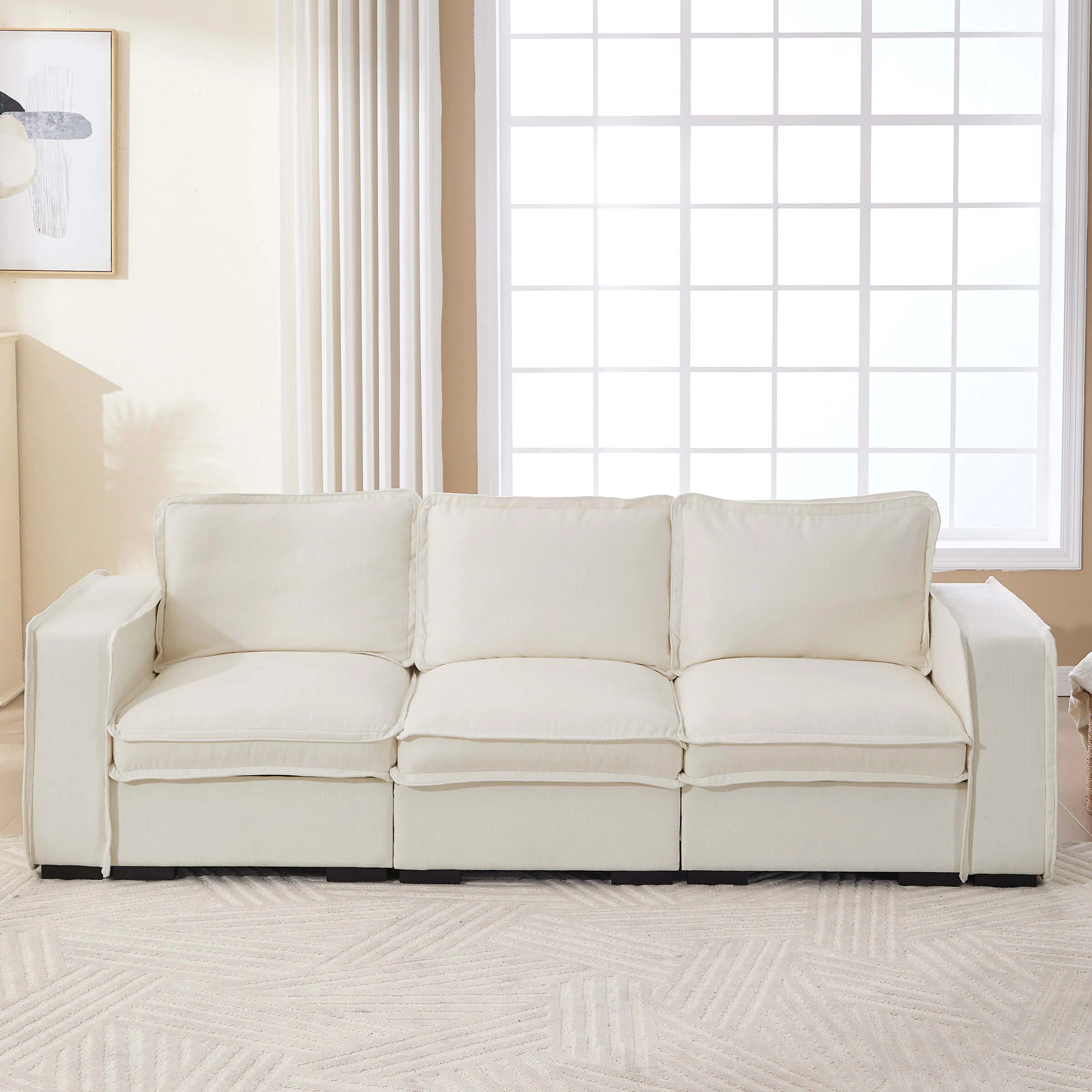 EALSON Linen Fabric Upholstered Cloud Couches Mid Century Sofa - 1089SF - Image 17