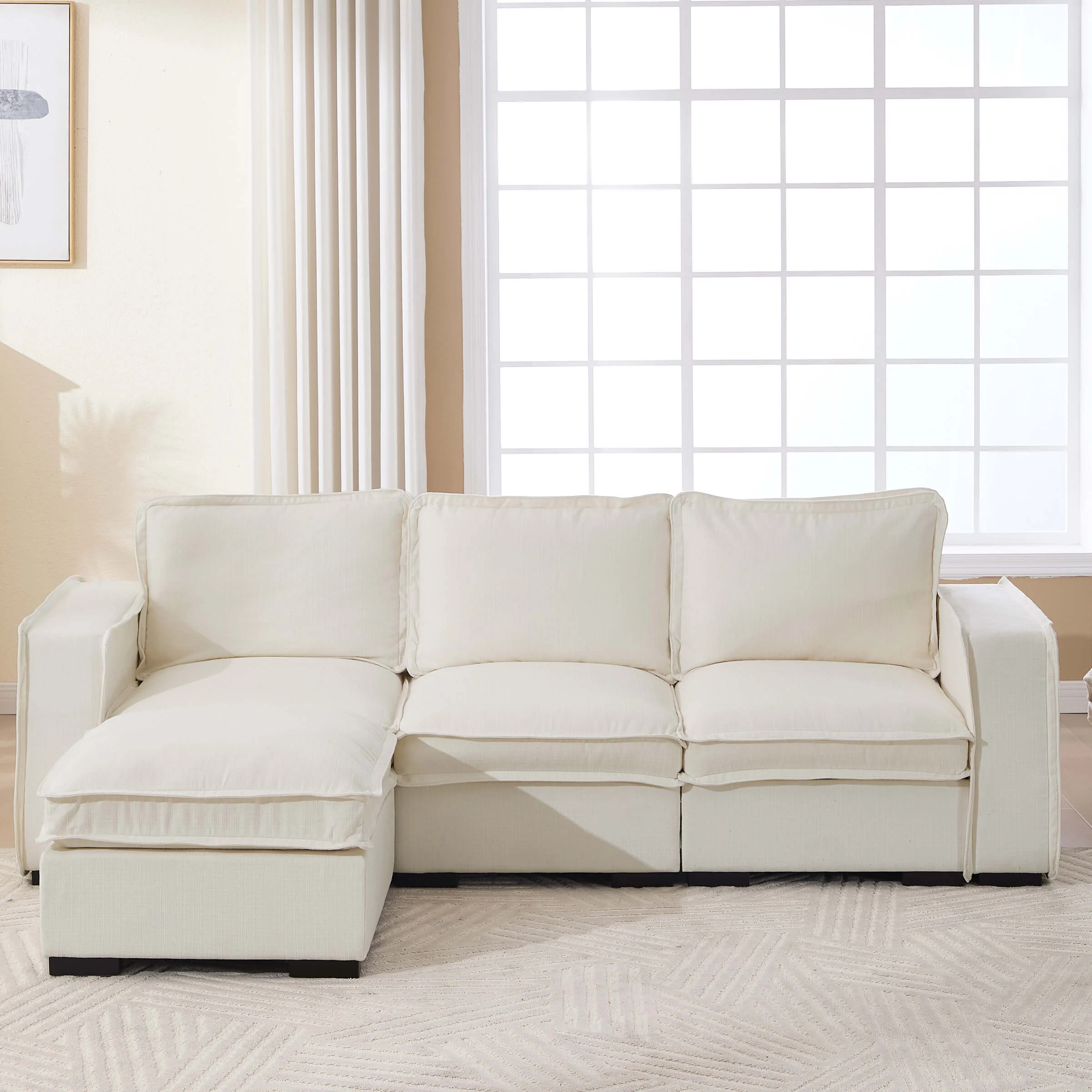 EALSON Linen Fabric Upholstered Cloud Couches Mid Century Sofa - 1089SF - Image 18