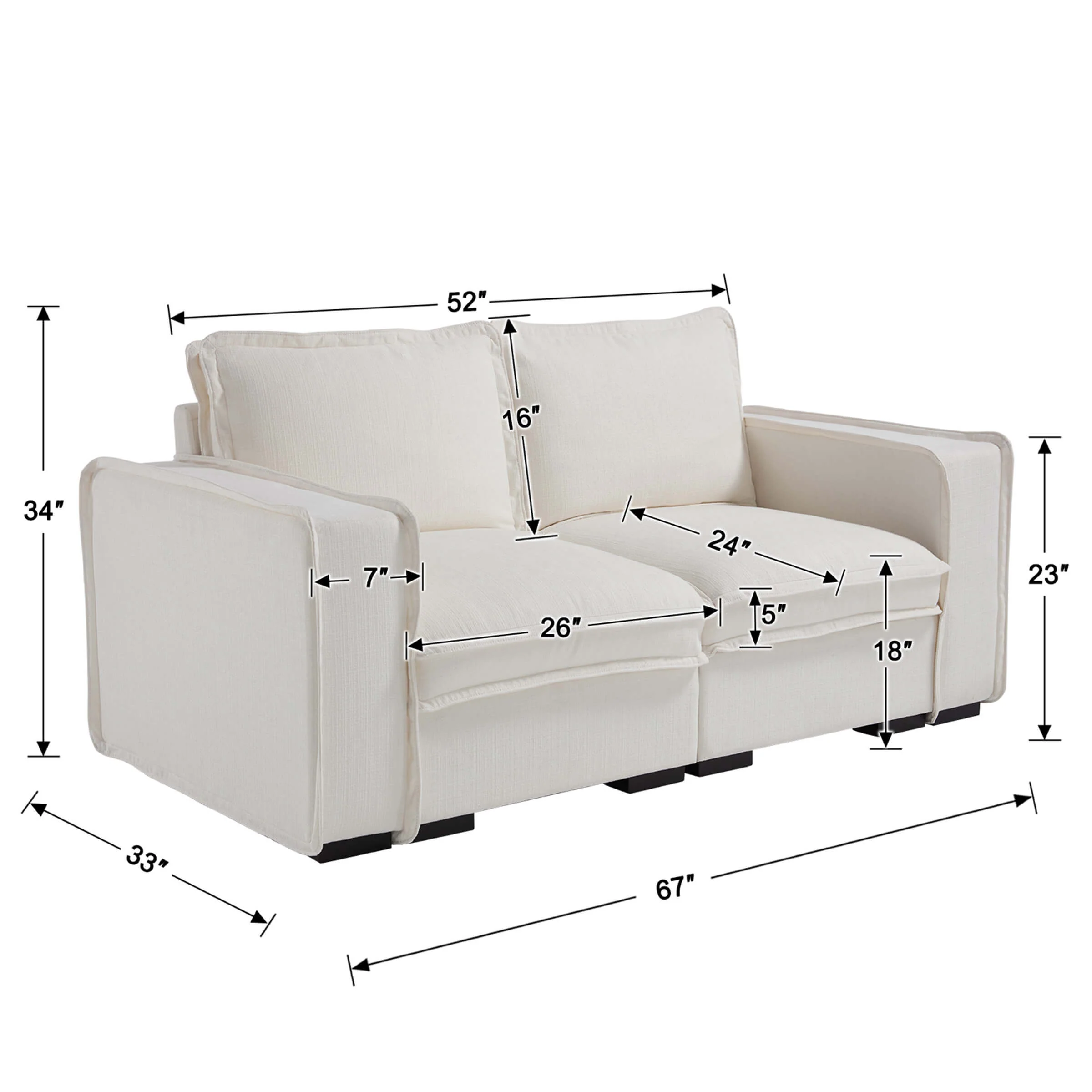 EALSON Linen Fabric Upholstered Cloud Couches Mid Century Sofa - 1089SF - Image 21