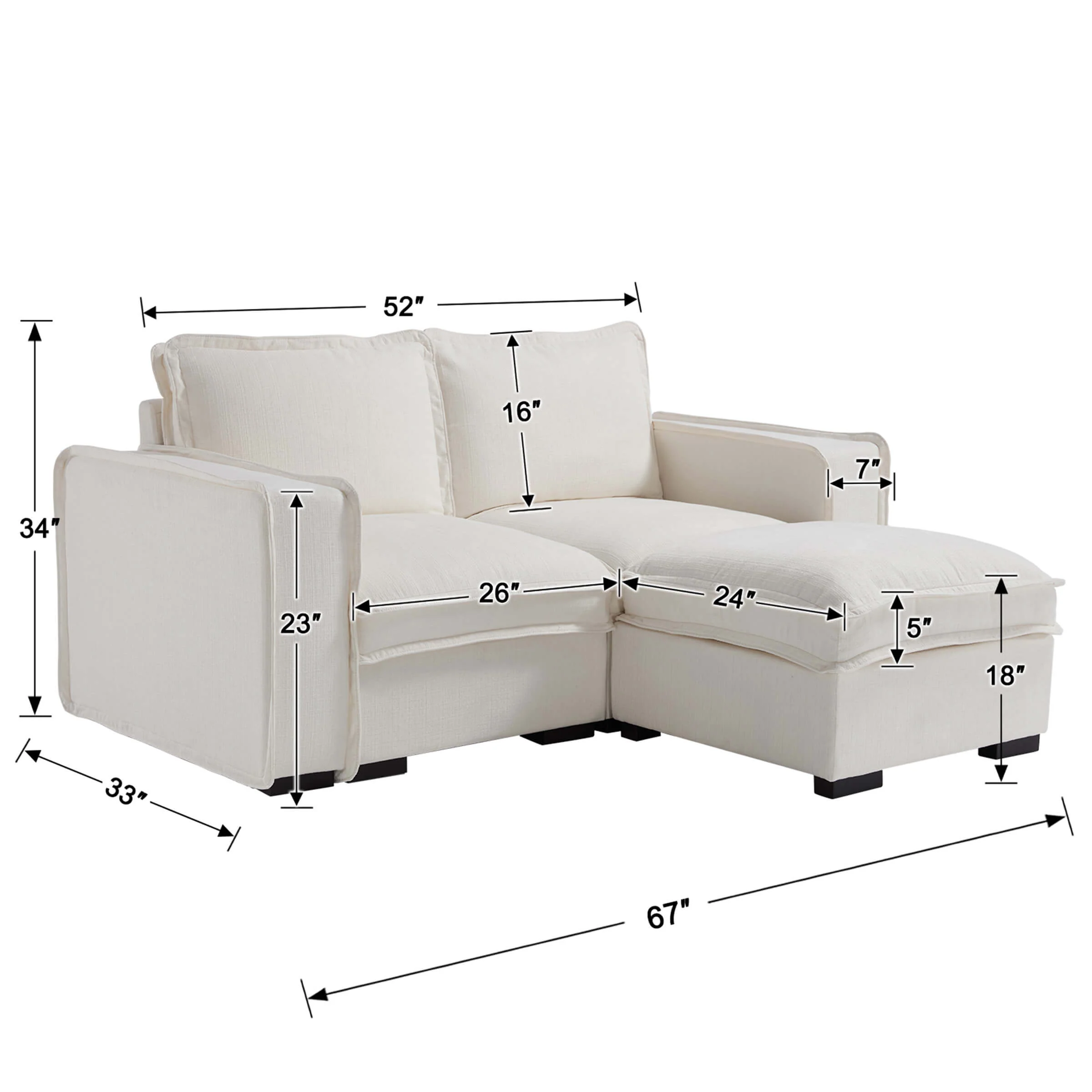 EALSON Linen Fabric Upholstered Cloud Couches Mid Century Sofa - 1089SF - Image 22