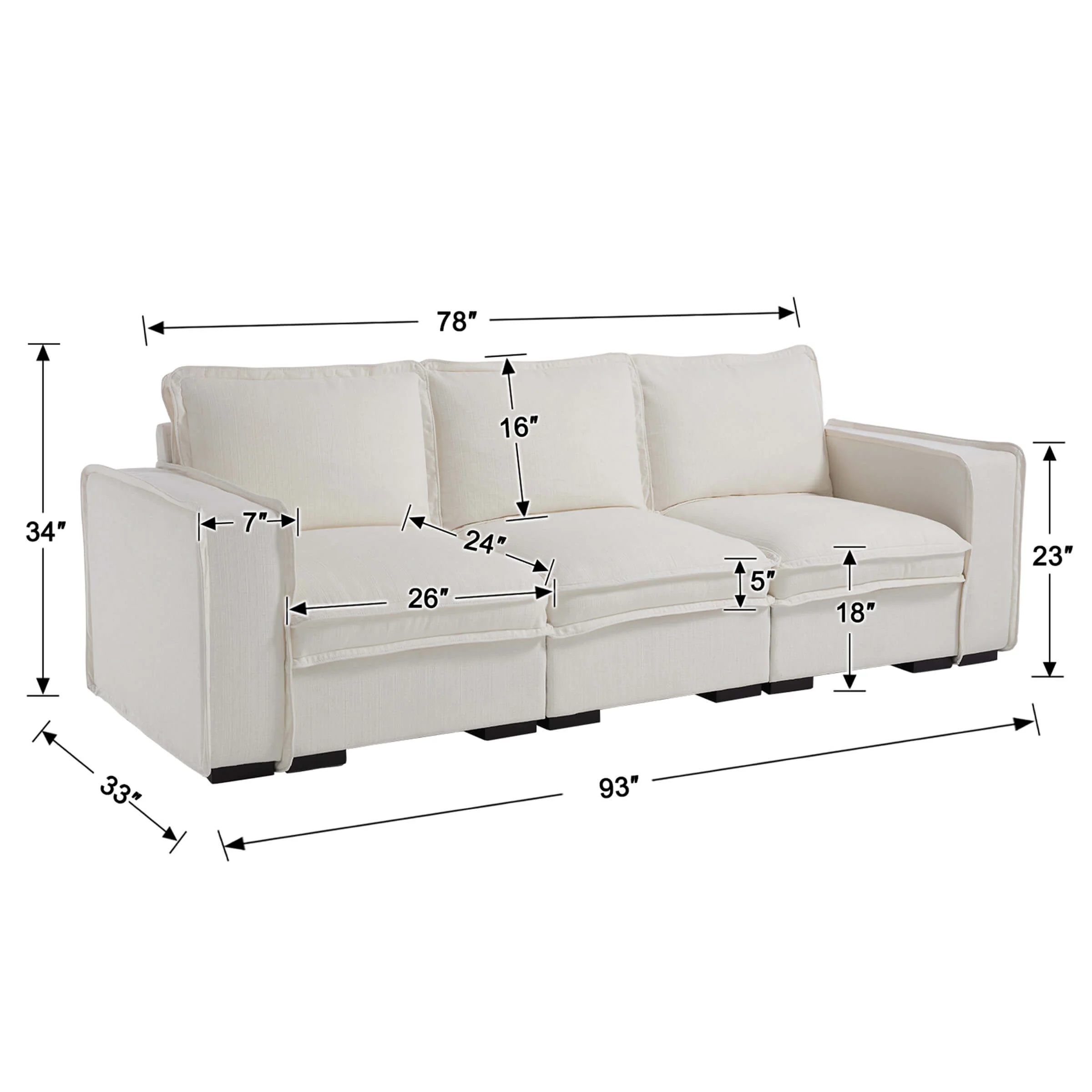 EALSON Linen Fabric Upholstered Cloud Couches Mid Century Sofa - 1089SF - Image 23