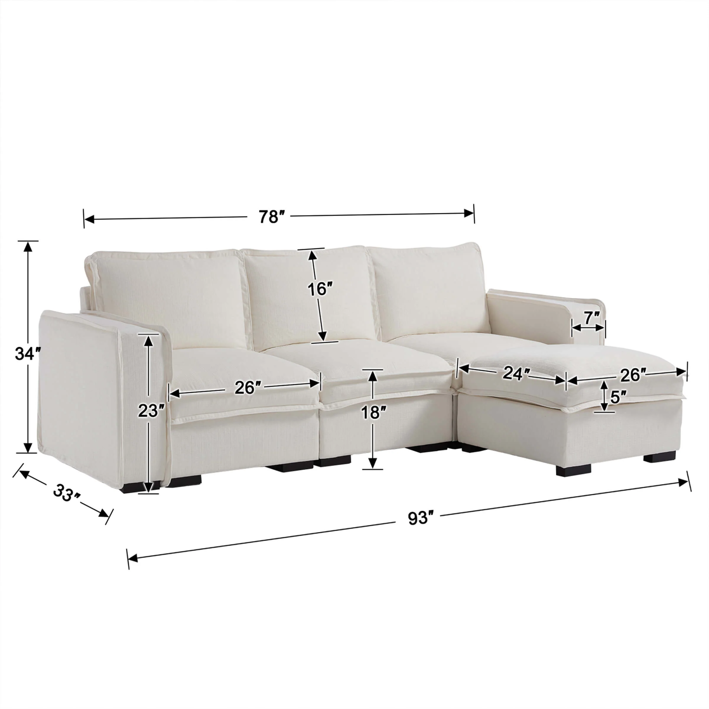EALSON Linen Fabric Upholstered Cloud Couches Mid Century Sofa - 1089SF - Image 24