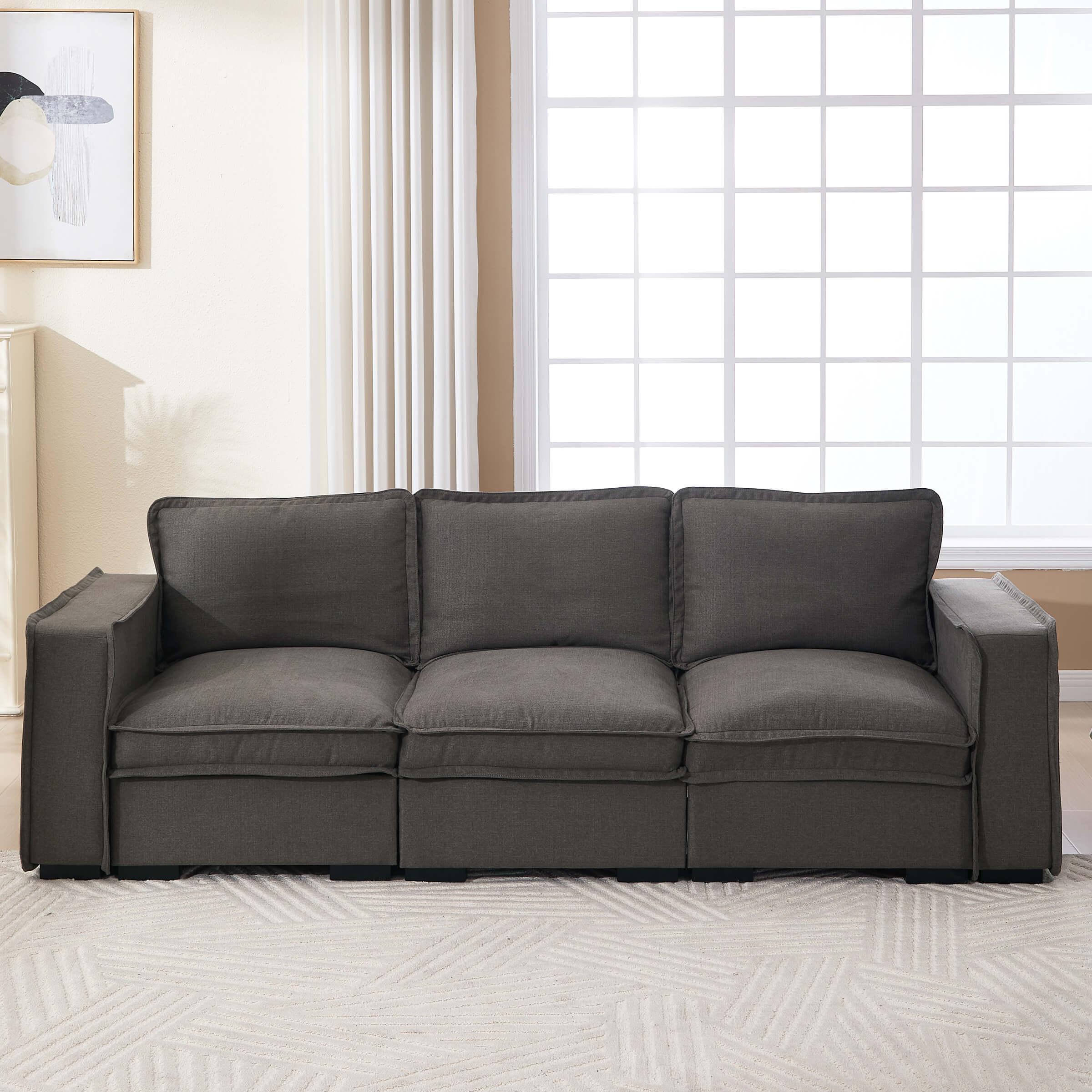 EALSON Linen Fabric Upholstered Cloud Couches Mid Century Sofa - 1089SF - Image 3
