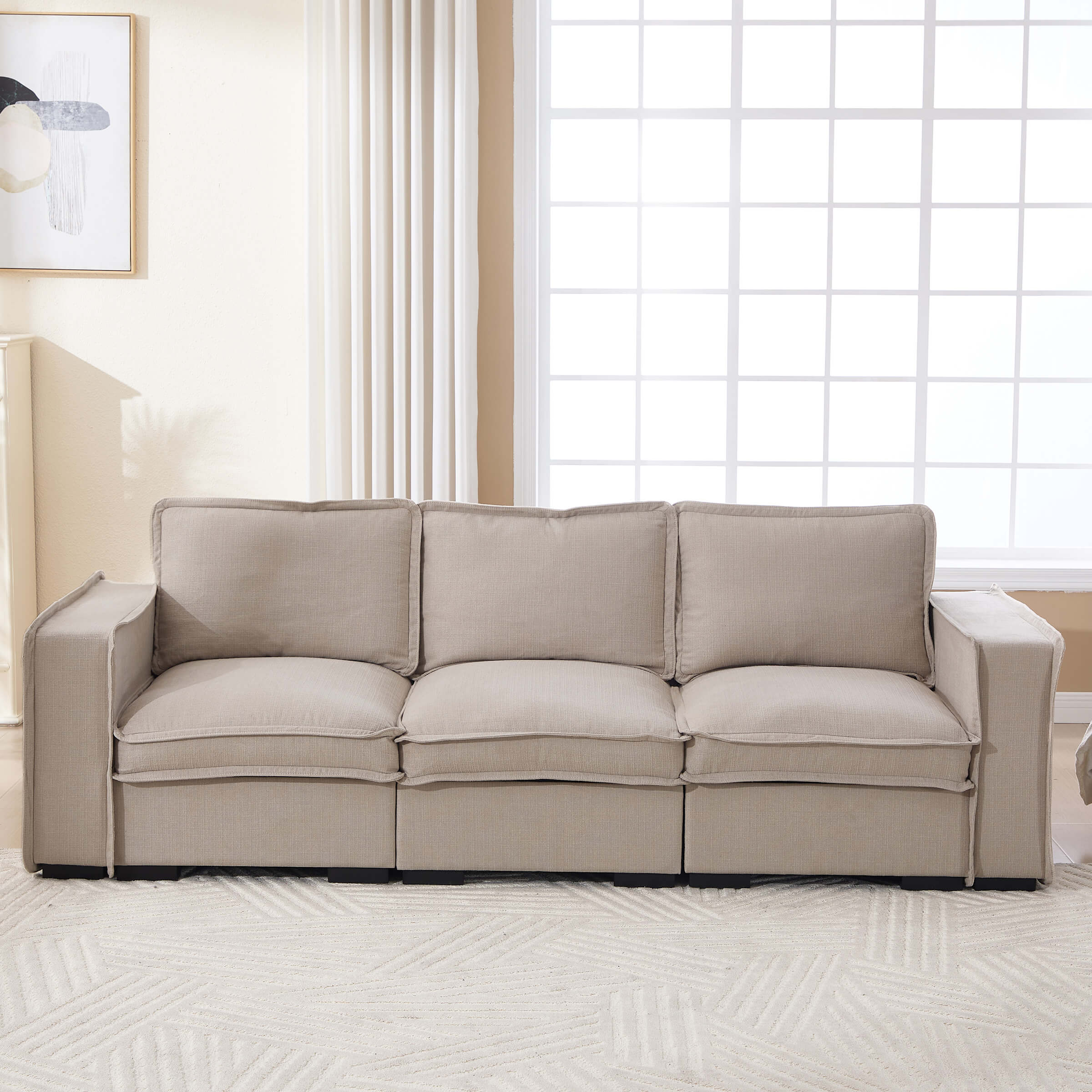 EALSON Linen Fabric Upholstered Cloud Couches Mid Century Sofa - 1089SF - Image 30