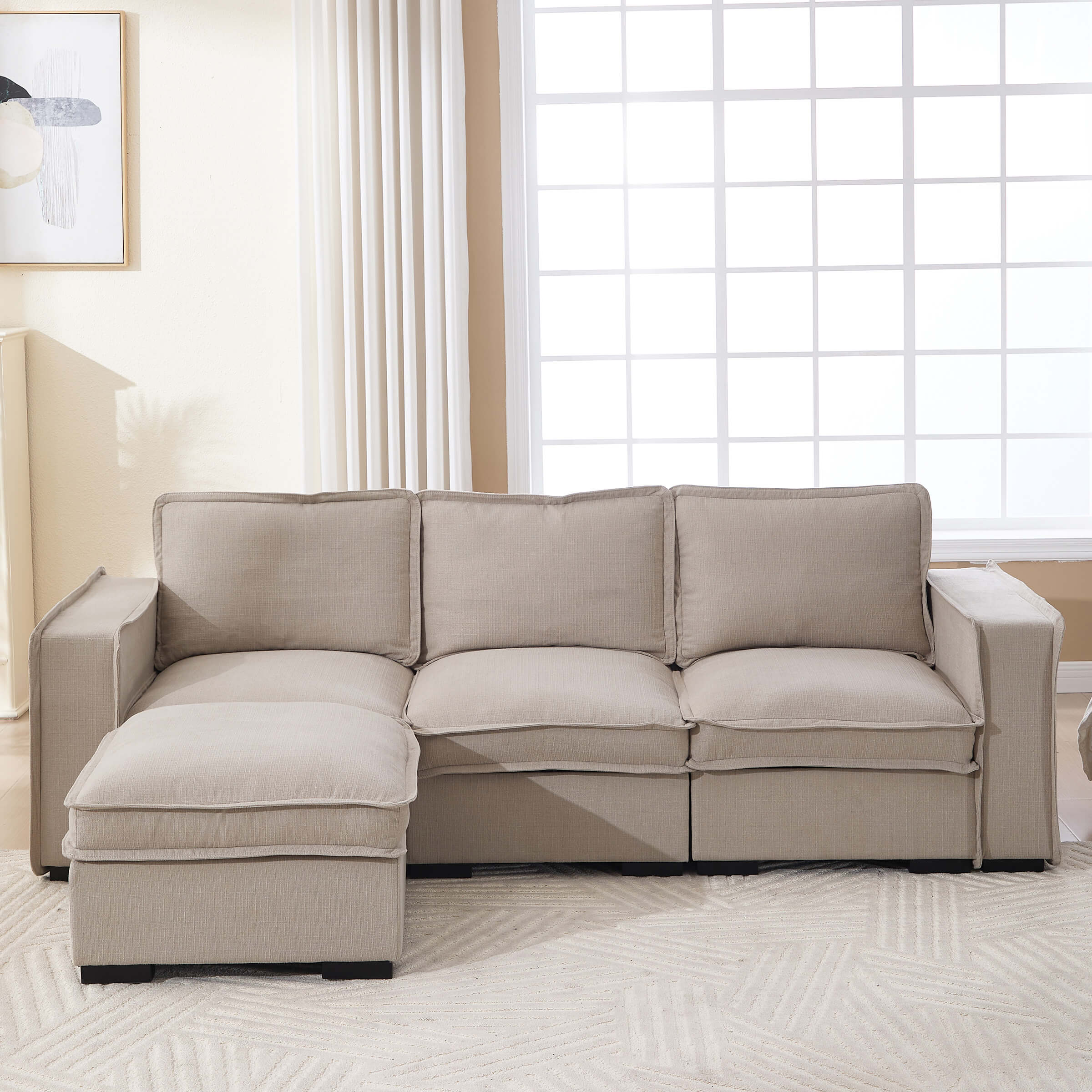 EALSON Linen Fabric Upholstered Cloud Couches Mid Century Sofa - 1089SF - Image 31