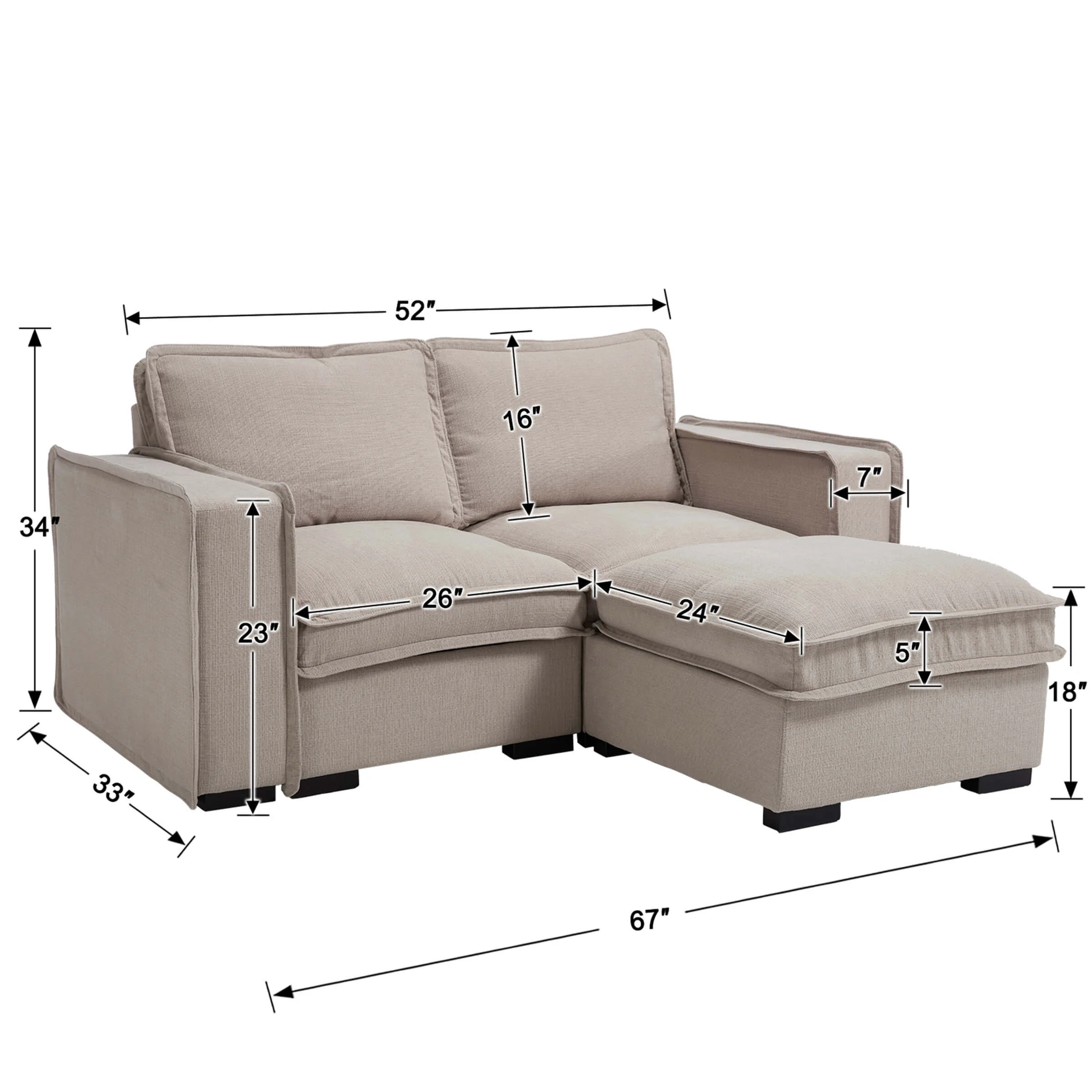 EALSON Linen Fabric Upholstered Cloud Couches Mid Century Sofa - 1089SF - Image 35