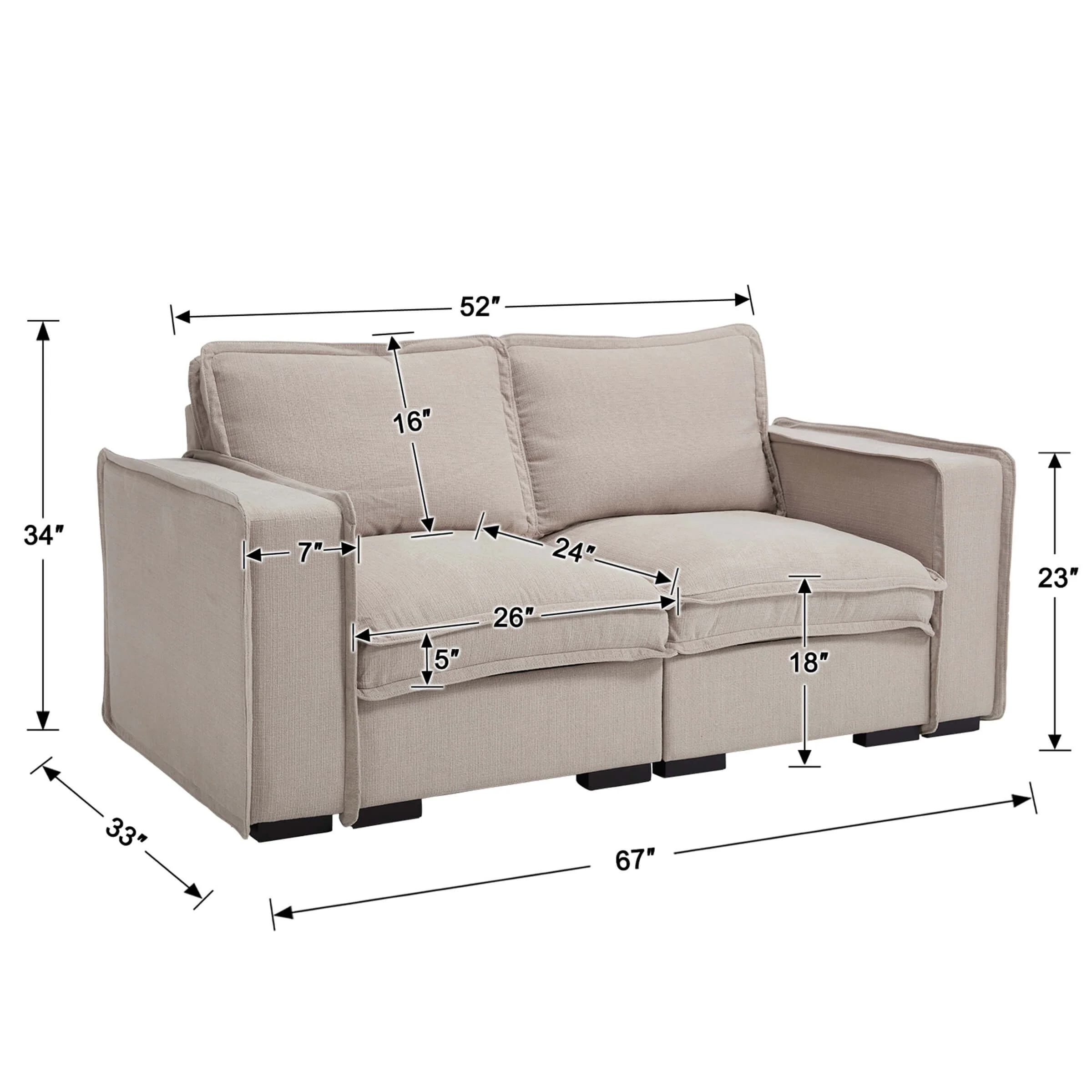 EALSON Linen Fabric Upholstered Cloud Couches Mid Century Sofa - 1089SF - Image 36
