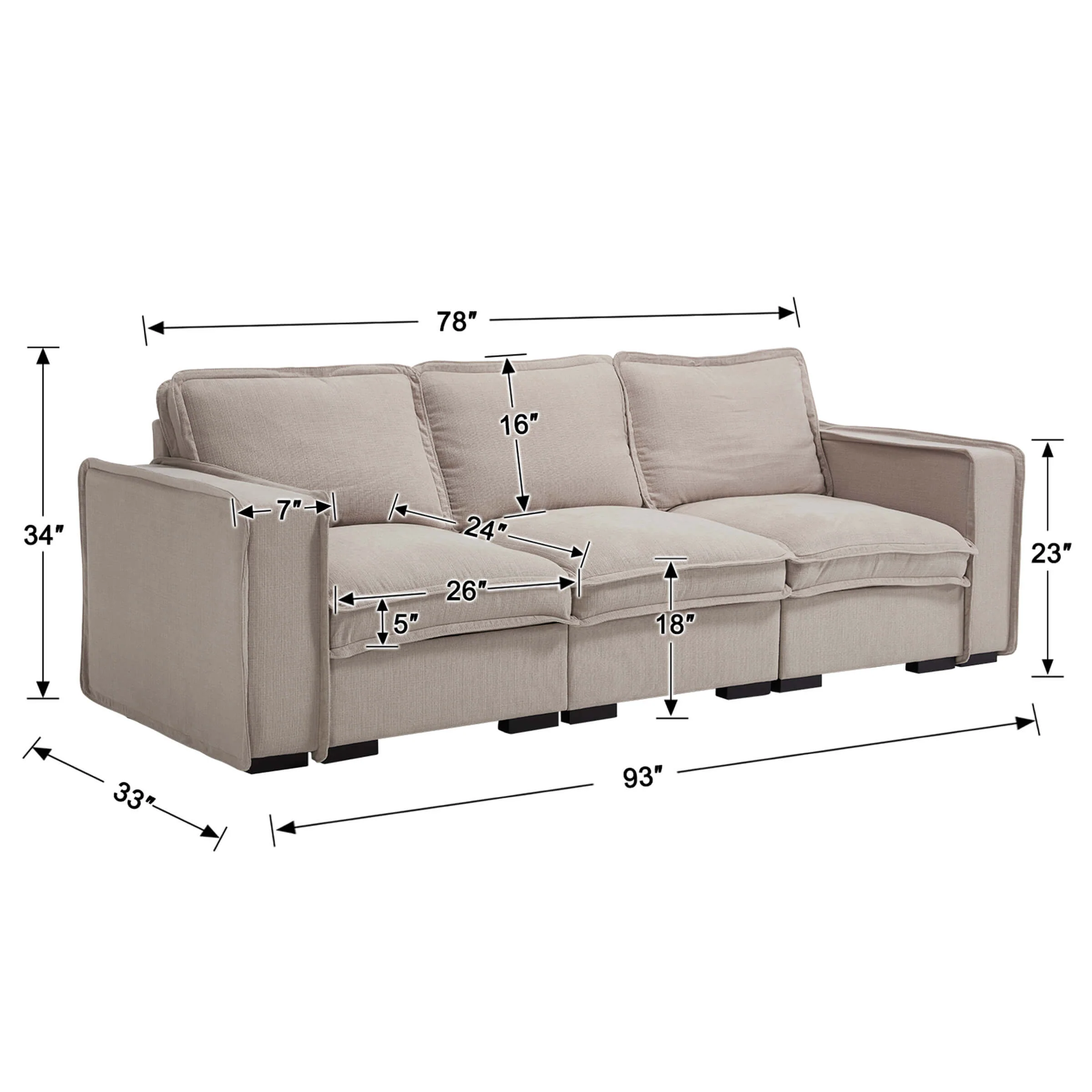 EALSON Linen Fabric Upholstered Cloud Couches Mid Century Sofa - 1089SF - Image 37