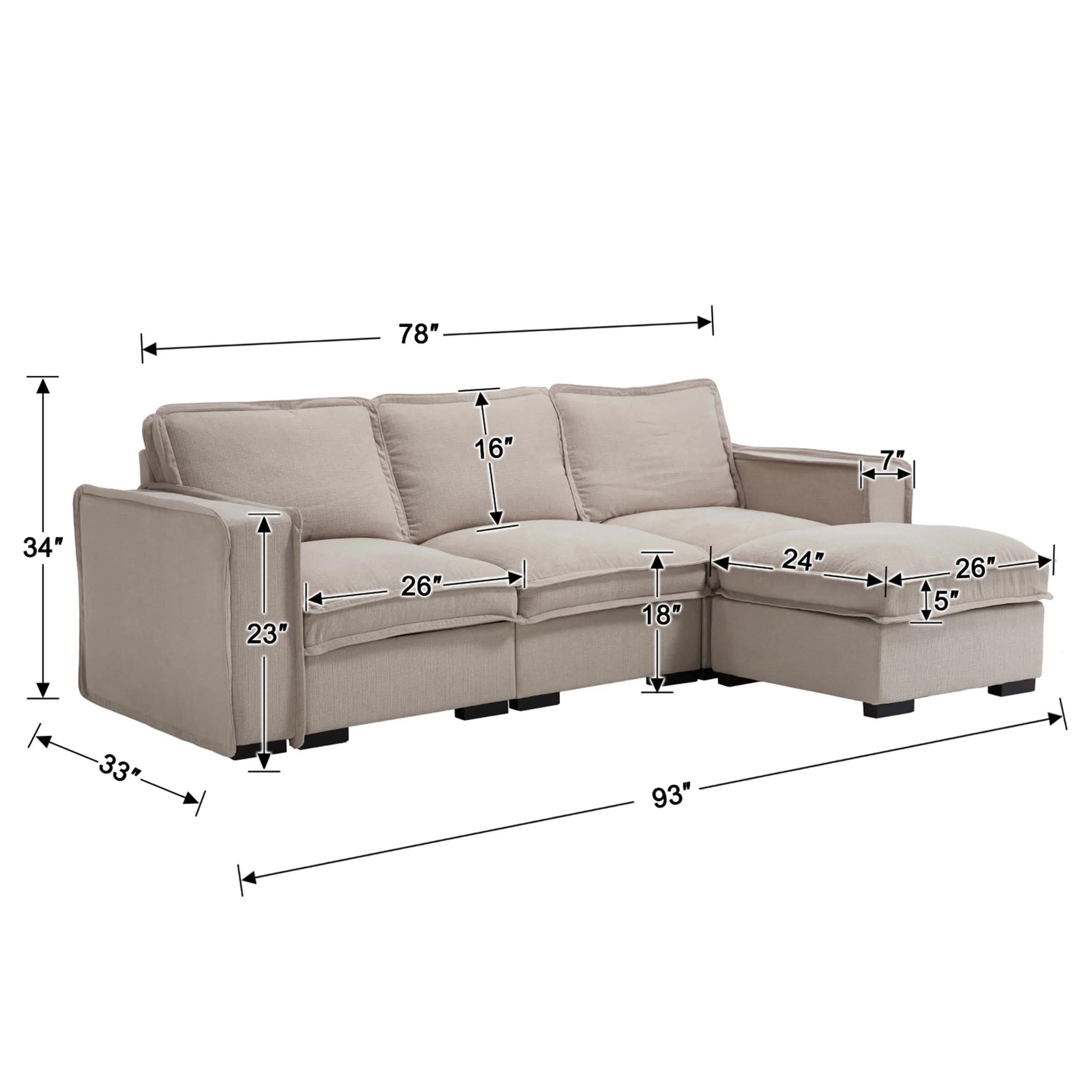 EALSON Linen Fabric Upholstered Cloud Couches Mid Century Sofa - 1089SF - Image 38