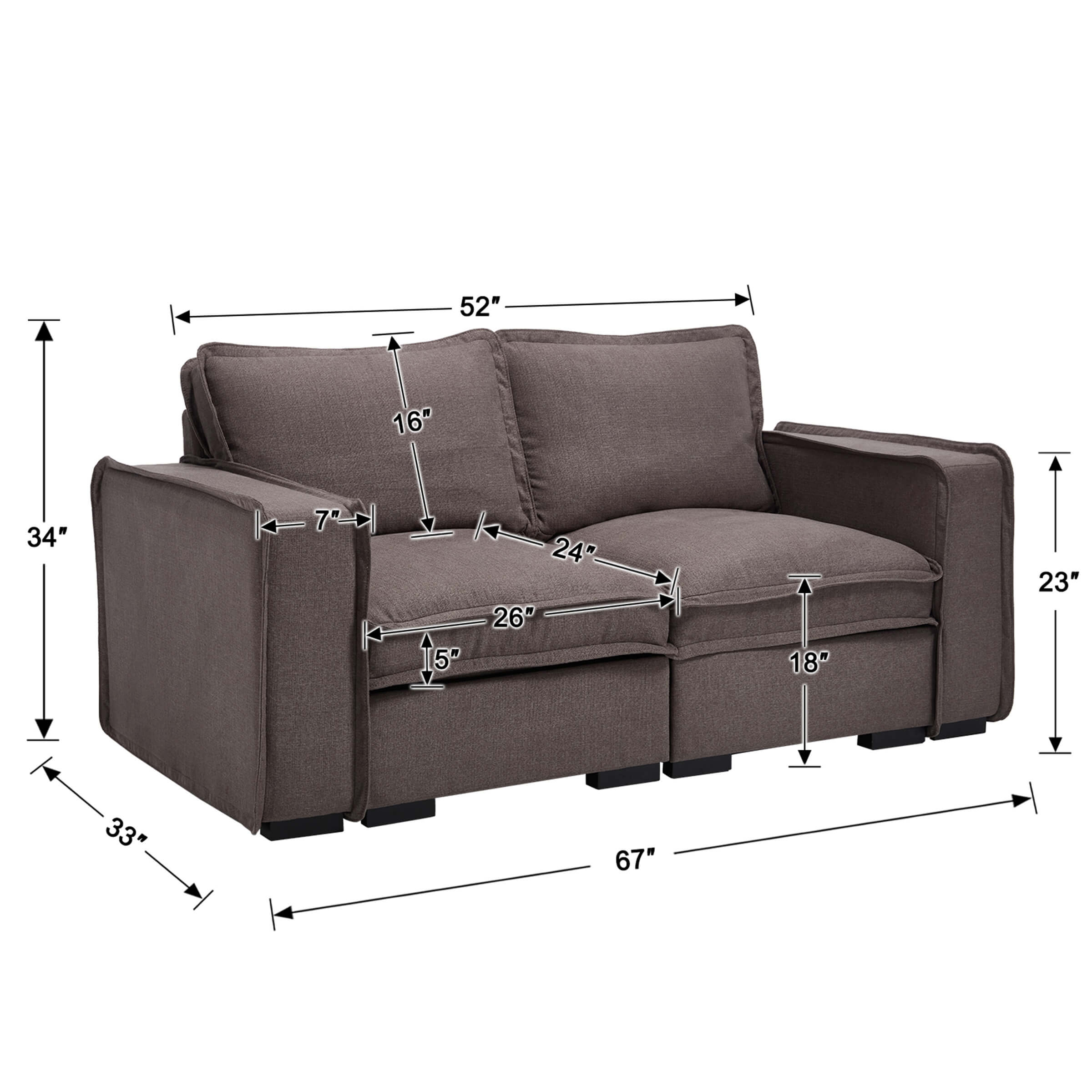 EALSON Linen Fabric Upholstered Cloud Couches Mid Century Sofa - 1089SF - Image 8