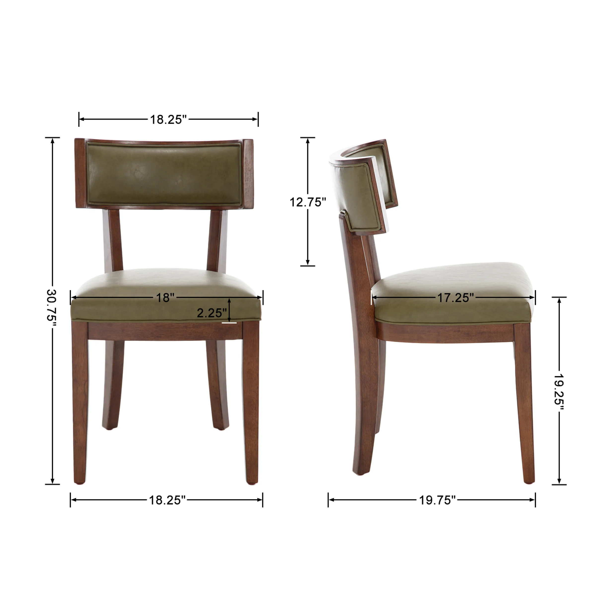 Mid Century Modern PU Dining Chairs Set of 2 - X061DC - Image 8