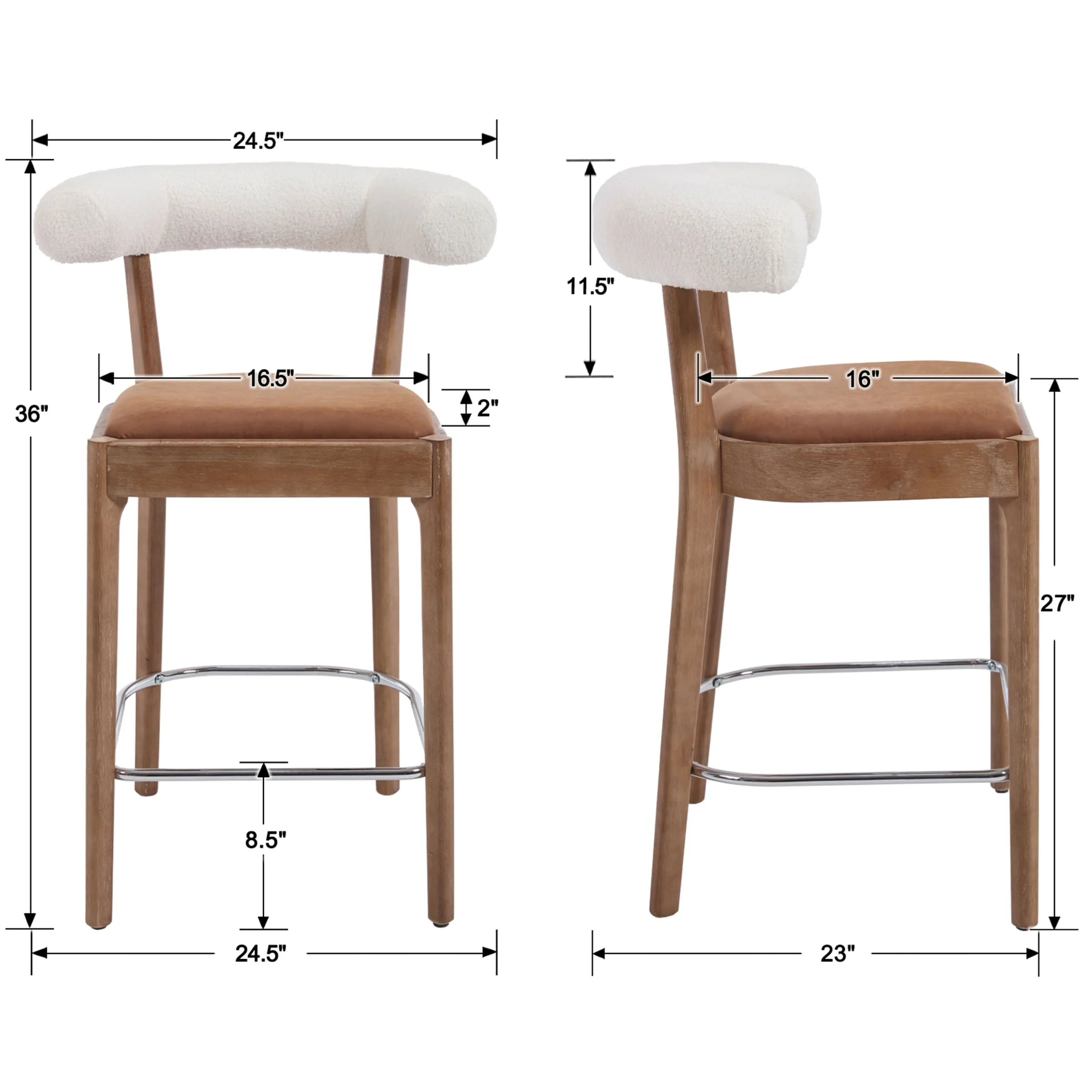 Modern 27"H Curved Back Counter Stools Set of 2 - 5732CS - Image 9