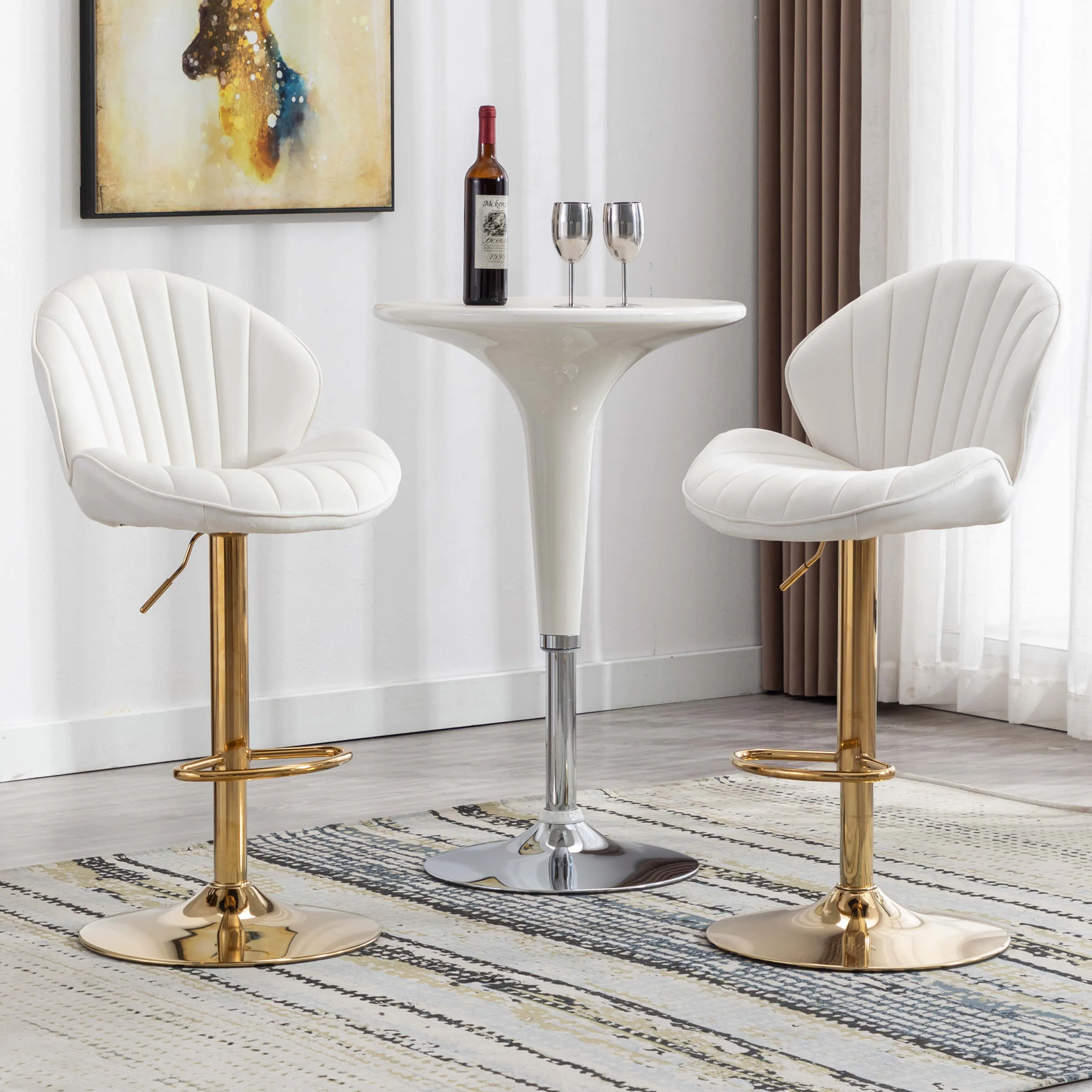 Modern Adjustable Swivel Bar Stools Set of 2 - 9022AB - Image 10