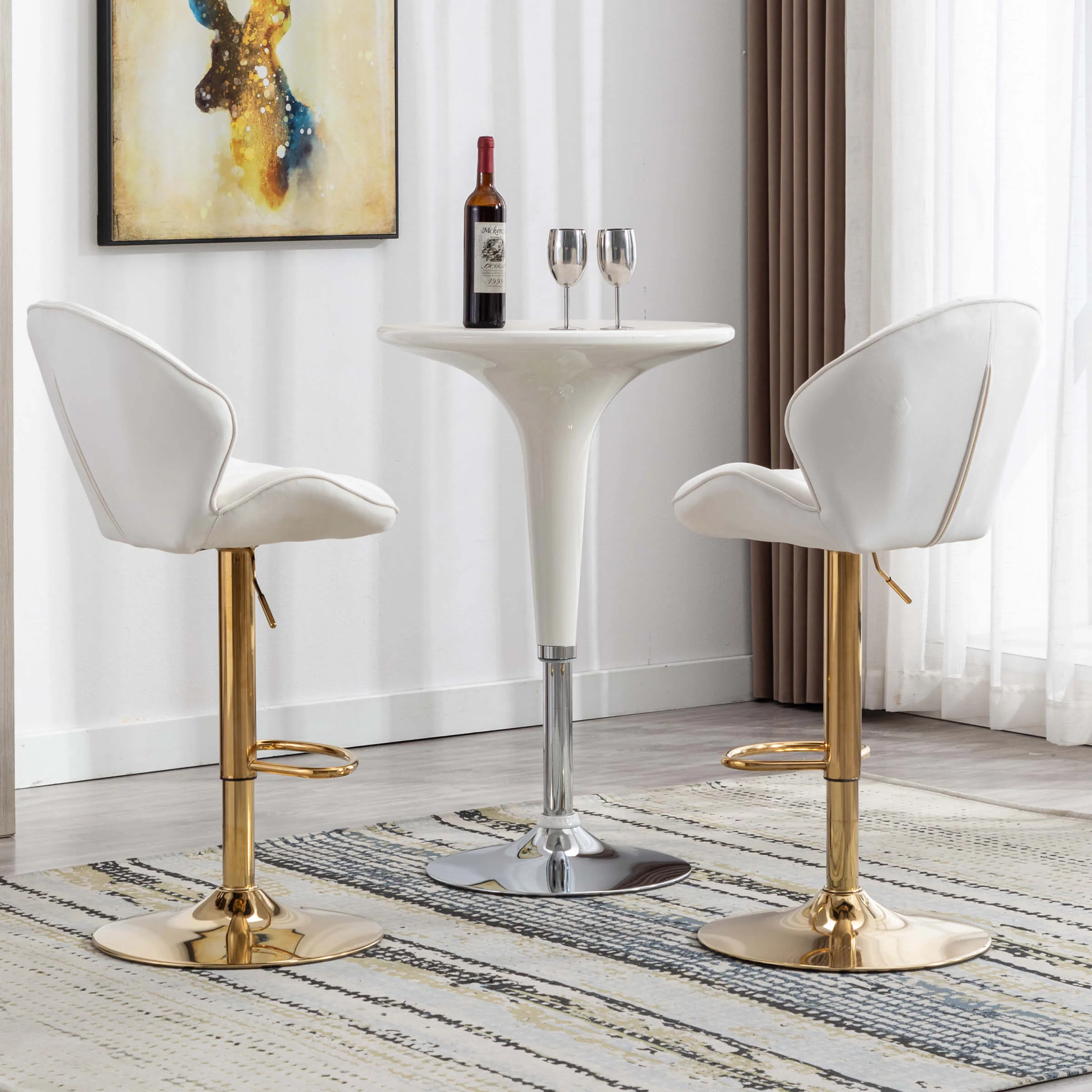 Modern Adjustable Swivel Bar Stools Set of 2 - 9022AB - Image 11