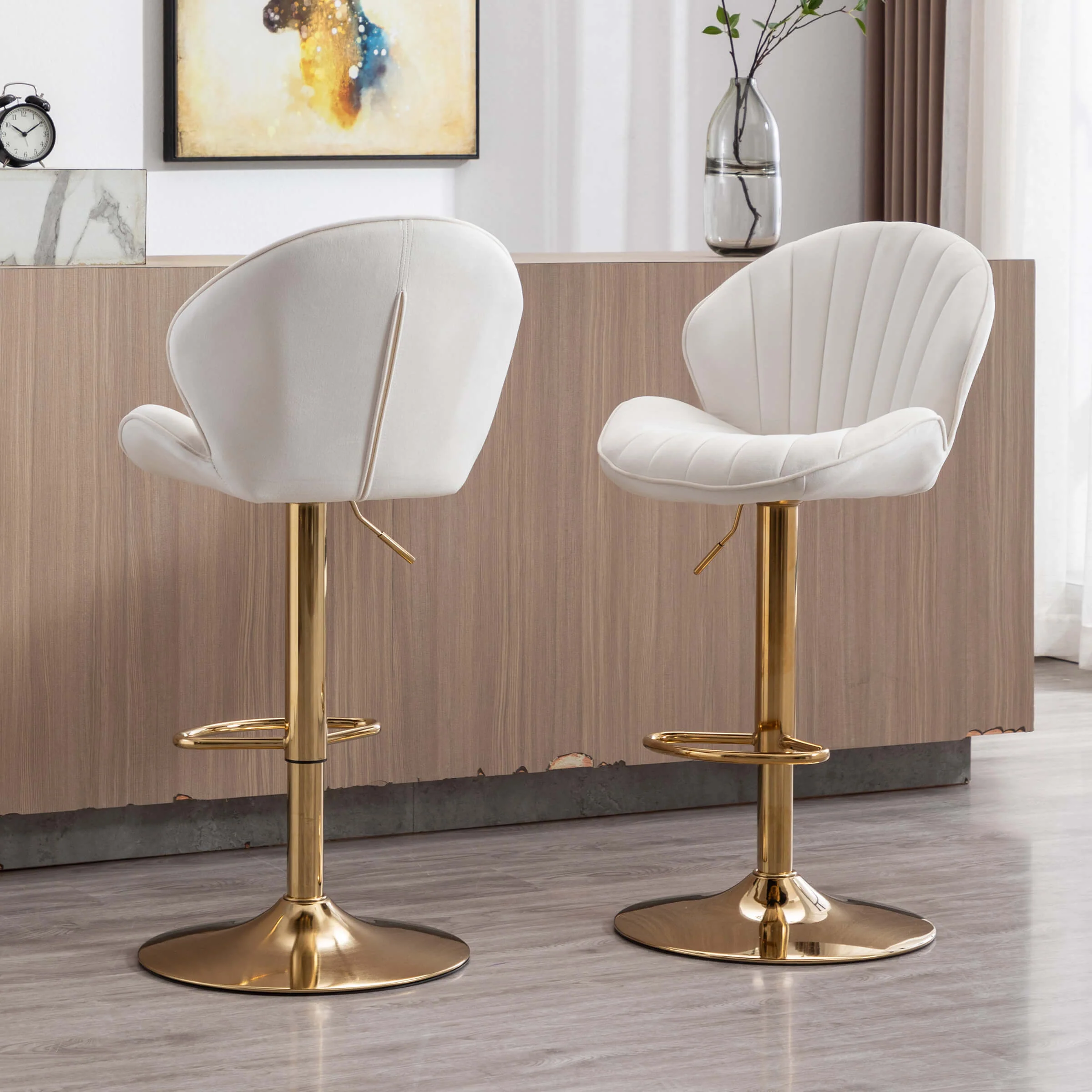 Modern Adjustable Swivel Bar Stools Set of 2 - 9022AB - Image 12