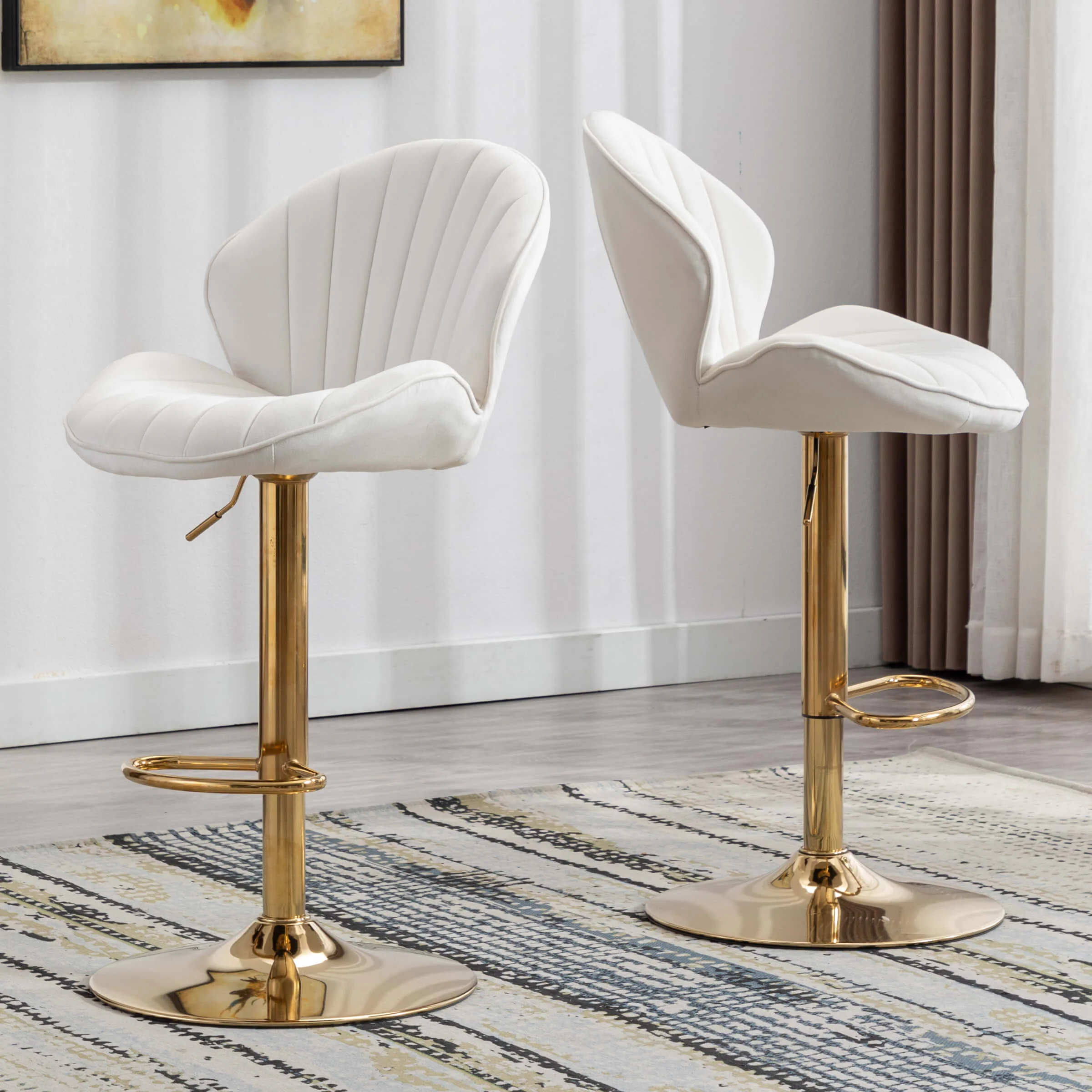 Modern Adjustable Swivel Bar Stools Set of 2 - 9022AB - Image 13