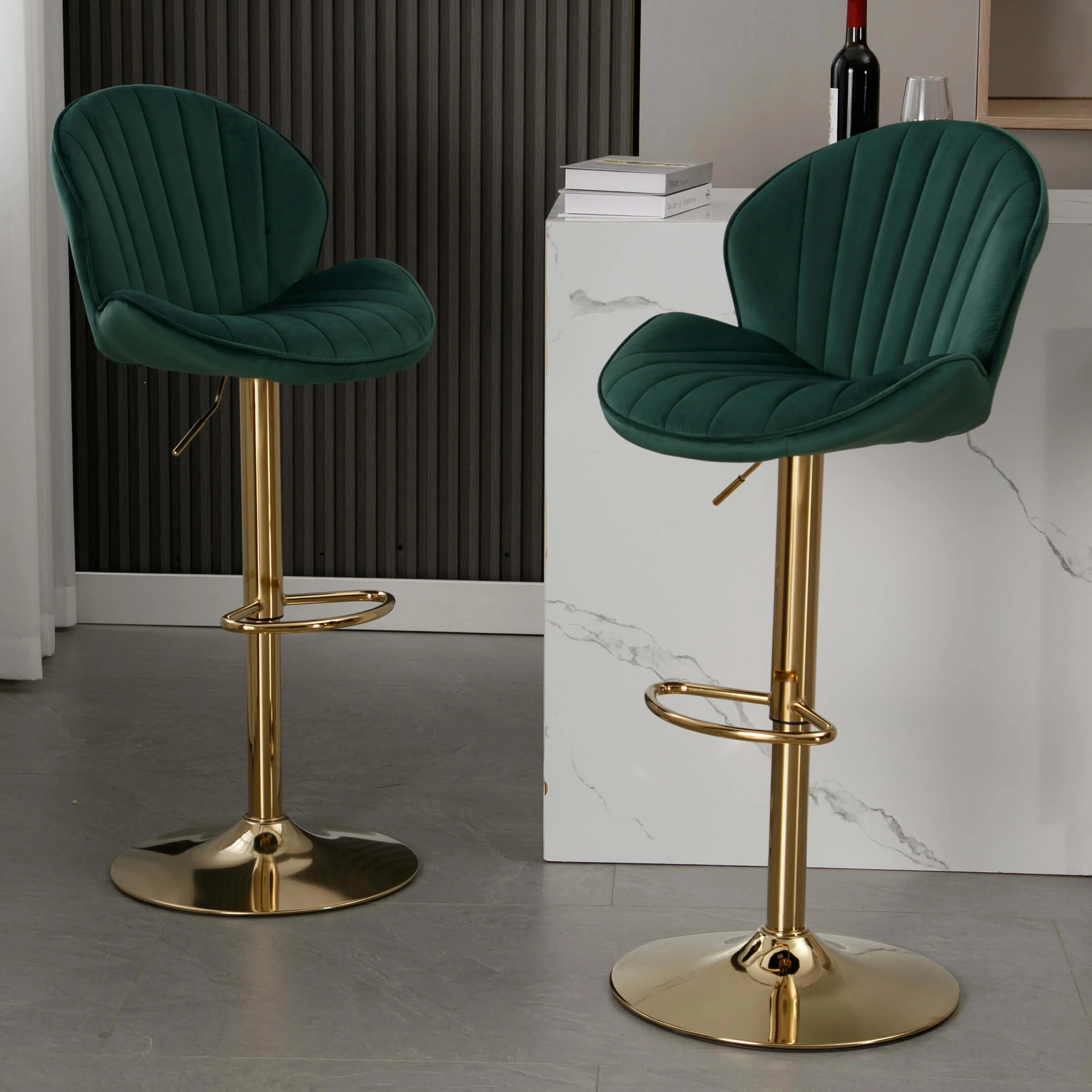 Modern Adjustable Swivel Bar Stools Set of 2 - 9022AB - Image 18