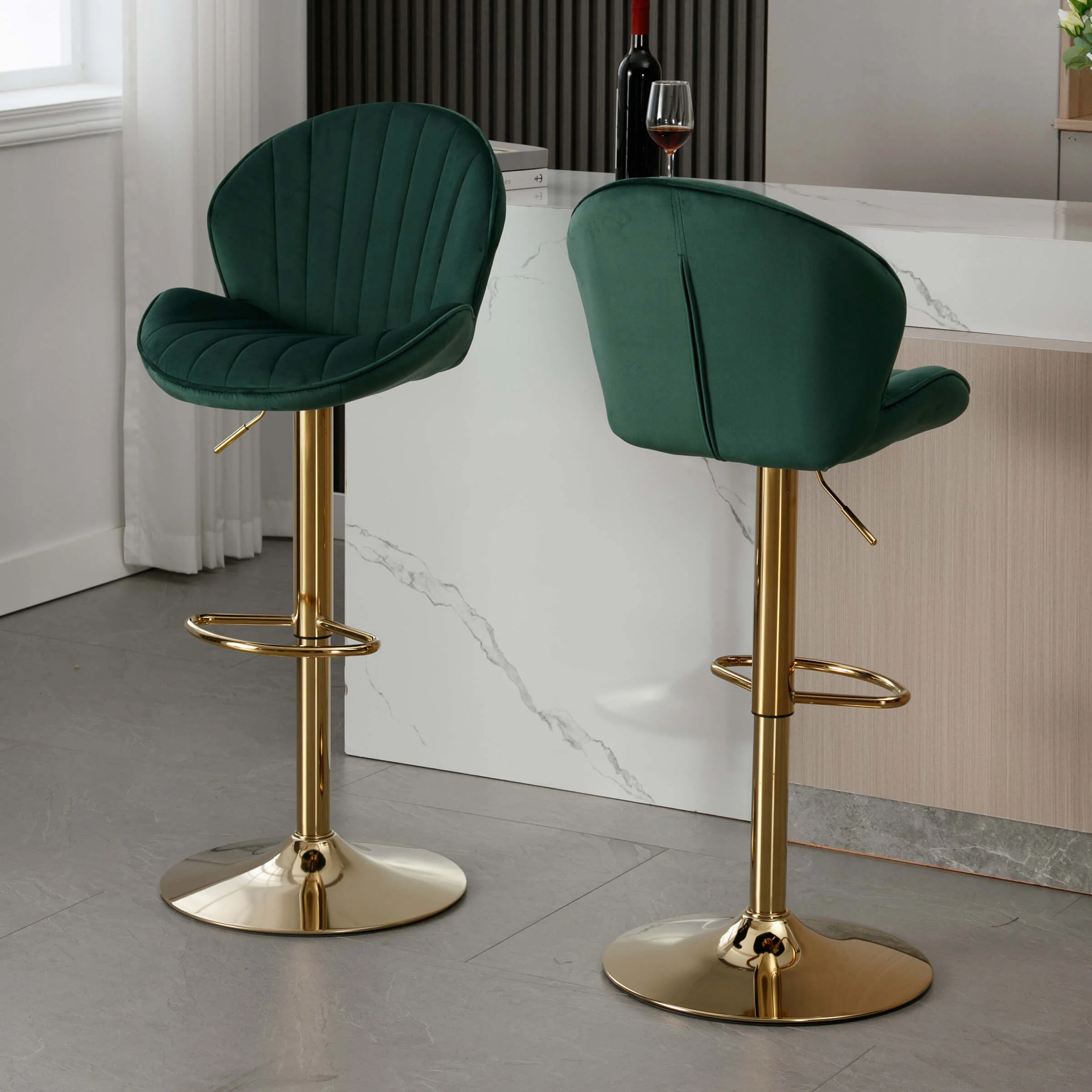 Modern Adjustable Swivel Bar Stools Set of 2 - 9022AB - Image 19