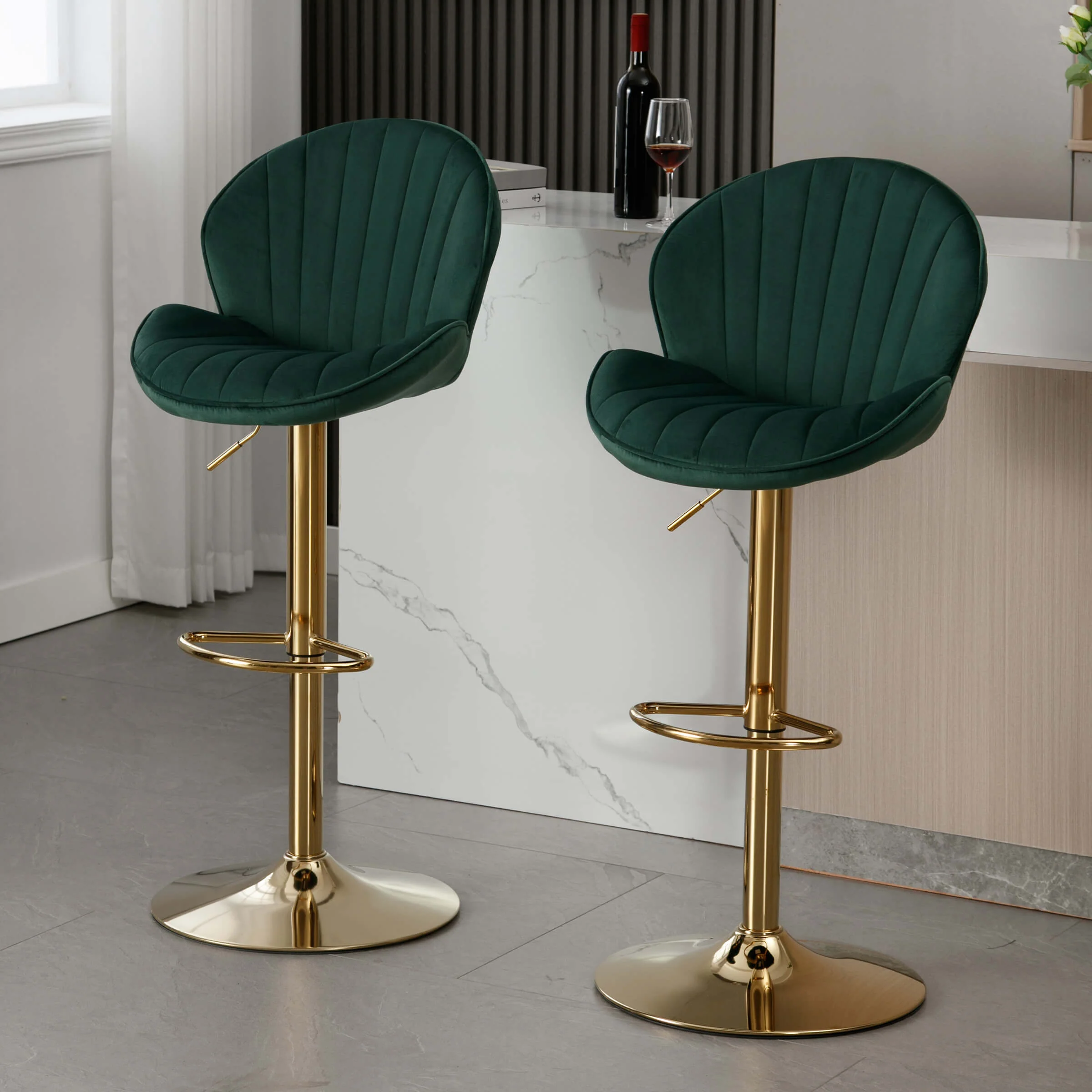 Modern Adjustable Swivel Bar Stools Set of 2 - 9022AB - Image 20