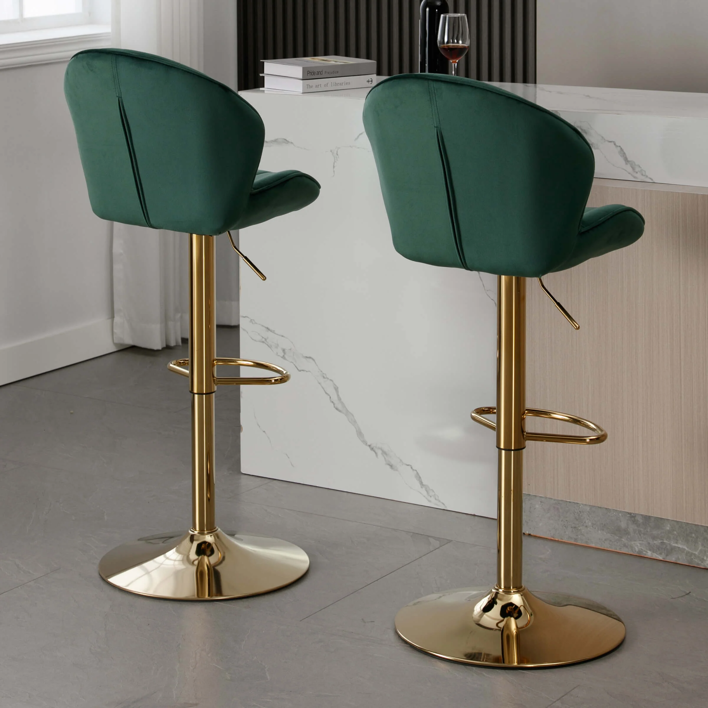 Modern Adjustable Swivel Bar Stools Set of 2 - 9022AB - Image 21