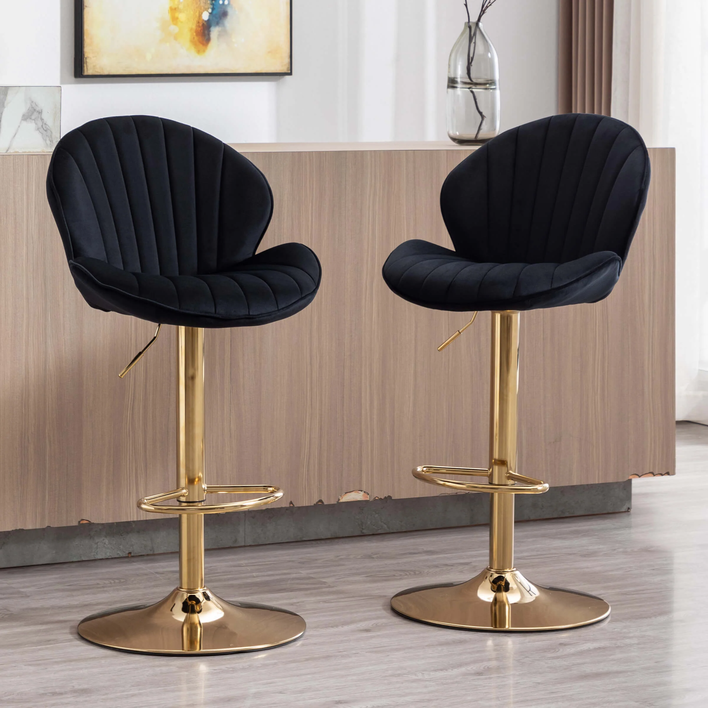 Modern Adjustable Swivel Bar Stools Set of 2 - 9022AB - Image 26