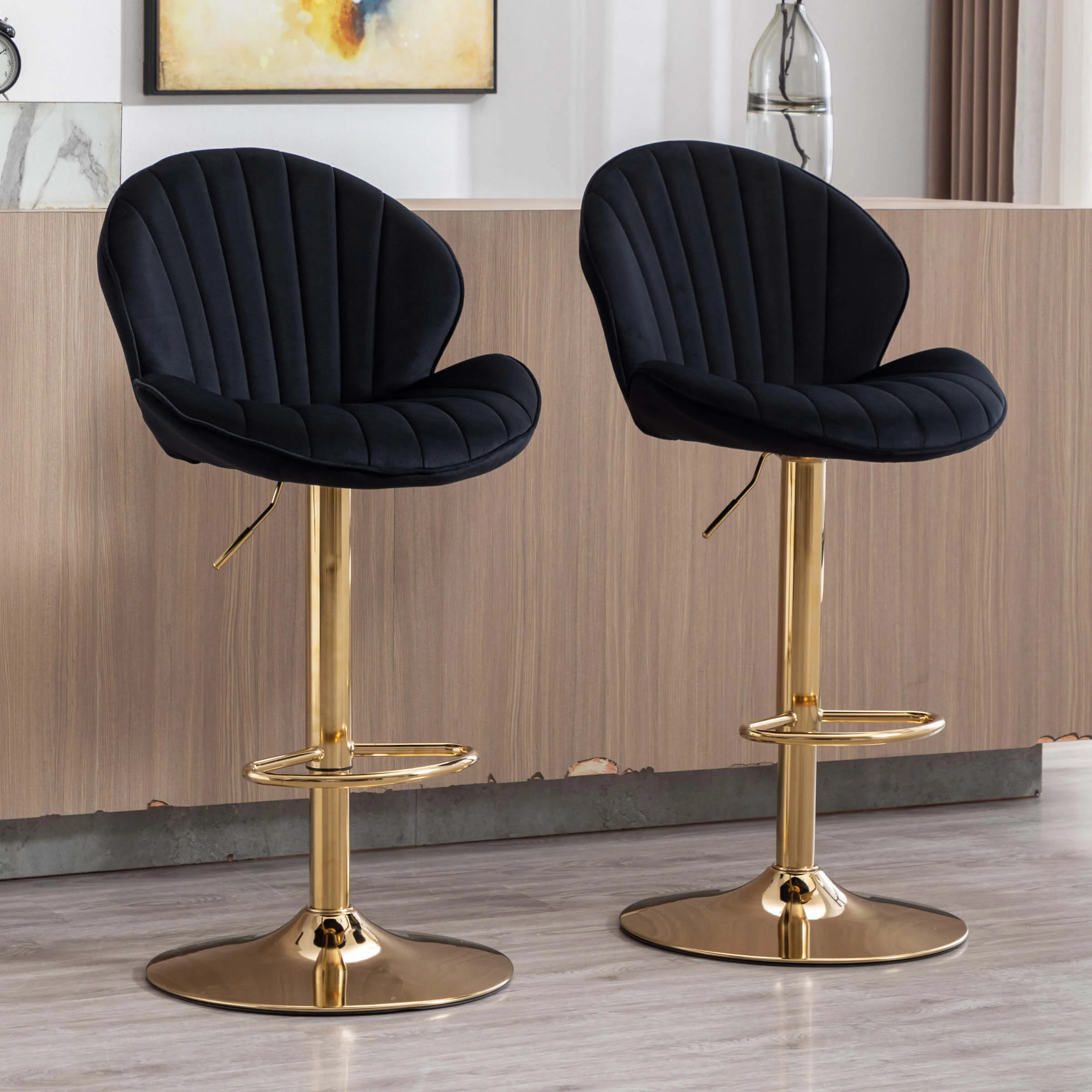 Modern Adjustable Swivel Bar Stools Set of 2 - 9022AB - Image 27