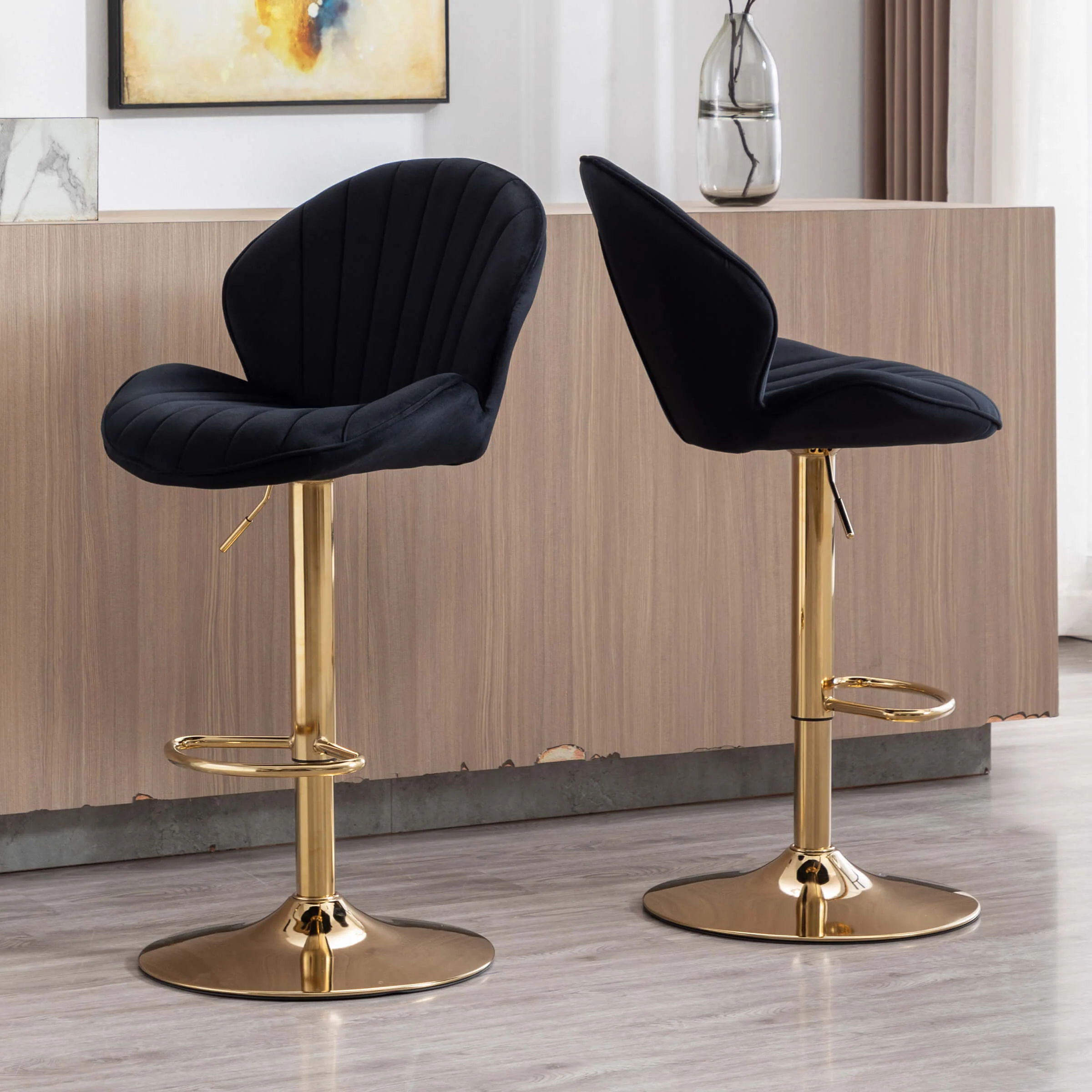 Modern Adjustable Swivel Bar Stools Set of 2 - 9022AB - Image 28