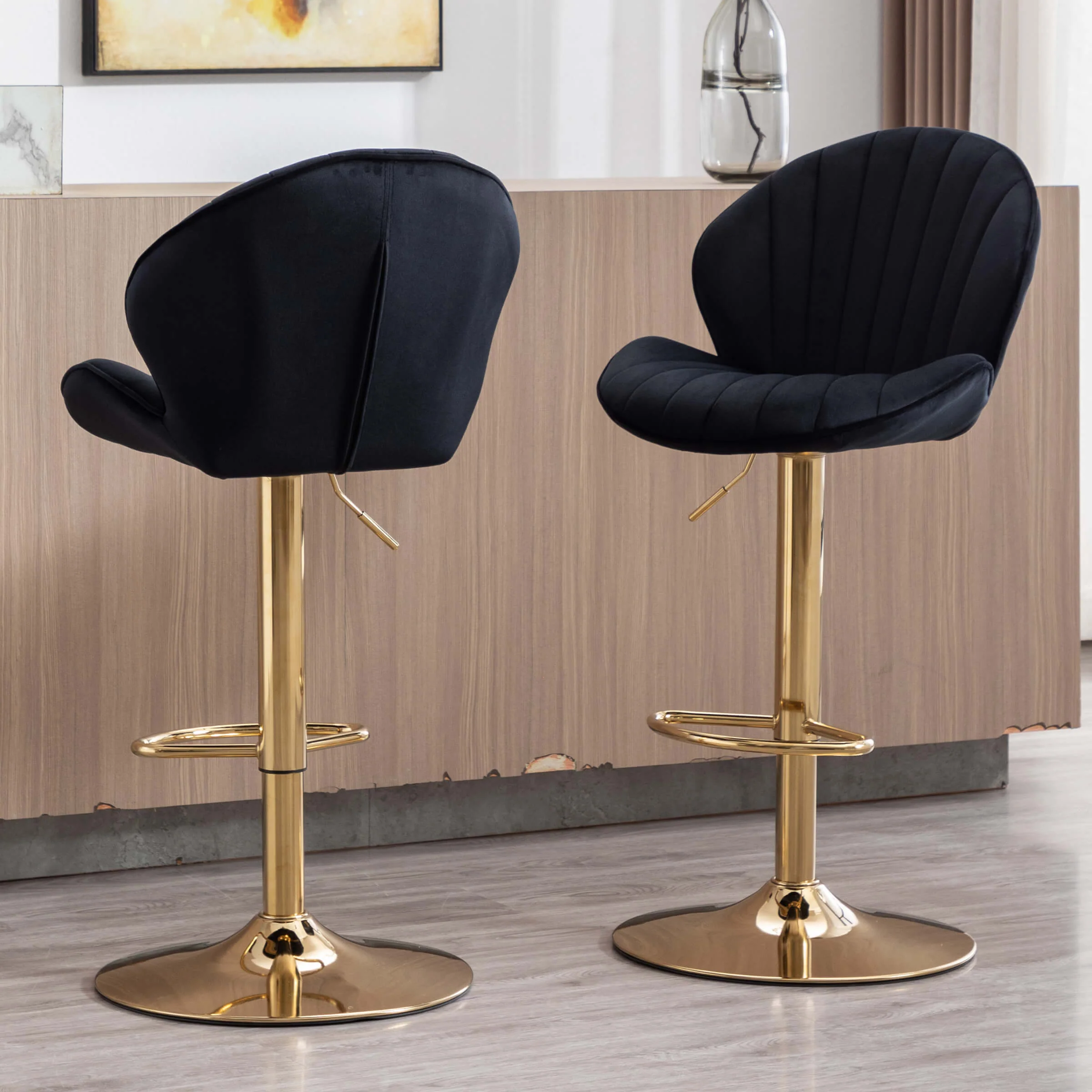 Modern Adjustable Swivel Bar Stools Set of 2 - 9022AB - Image 29