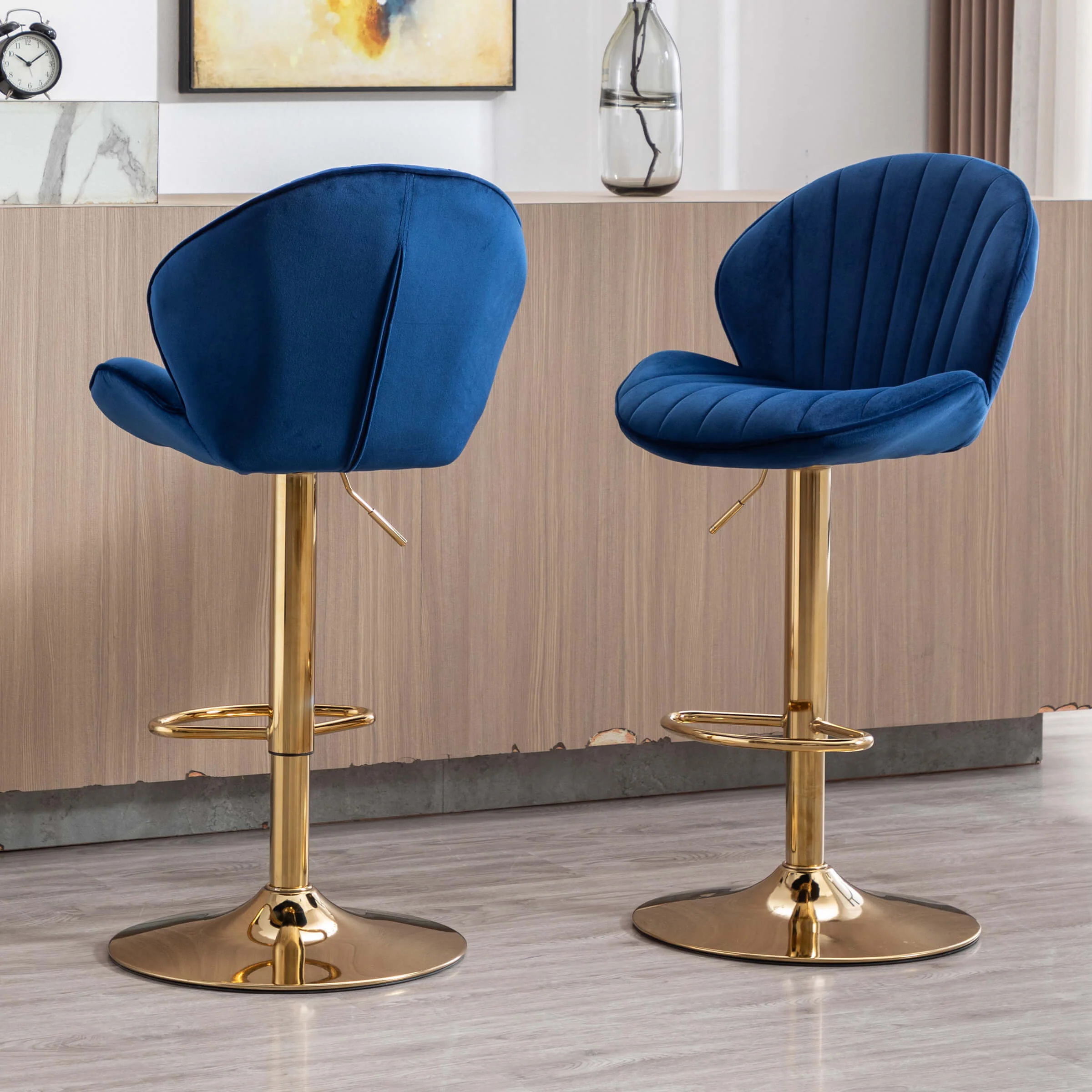 Modern Adjustable Swivel Bar Stools Set of 2 - 9022AB - Image 3