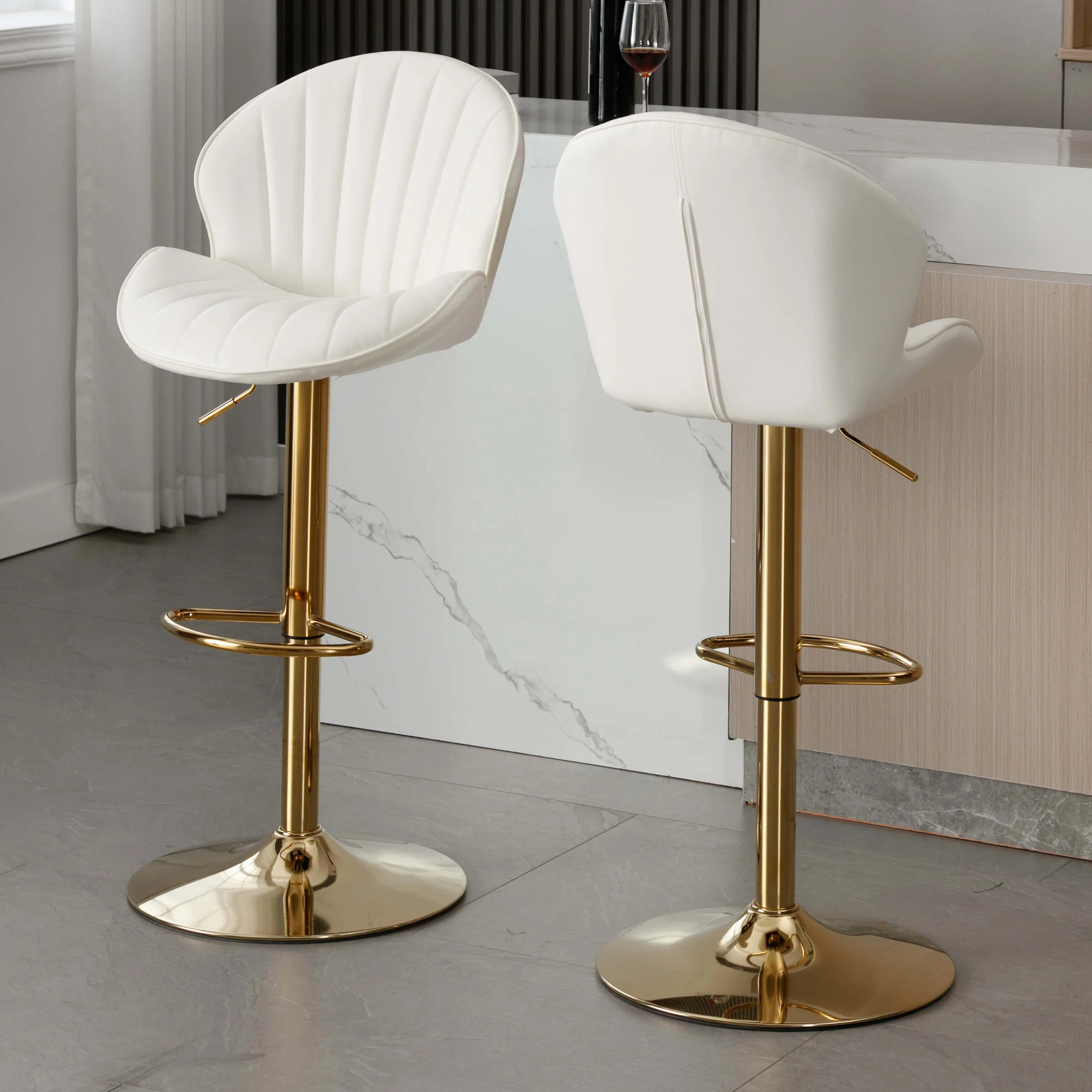 Modern Adjustable Swivel Bar Stools Set of 2 - 9022AB - Image 35