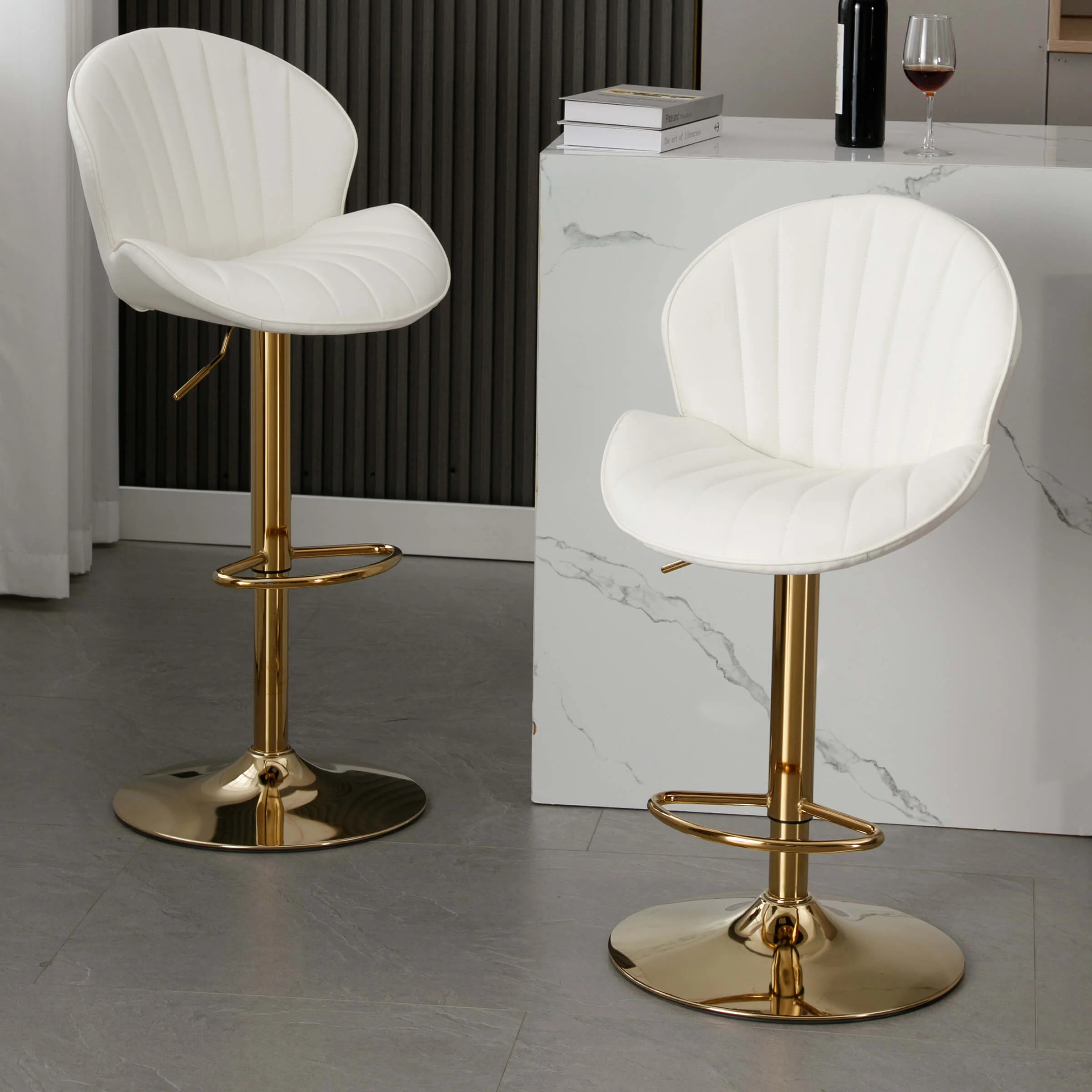Modern Adjustable Swivel Bar Stools Set of 2 - 9022AB - Image 36