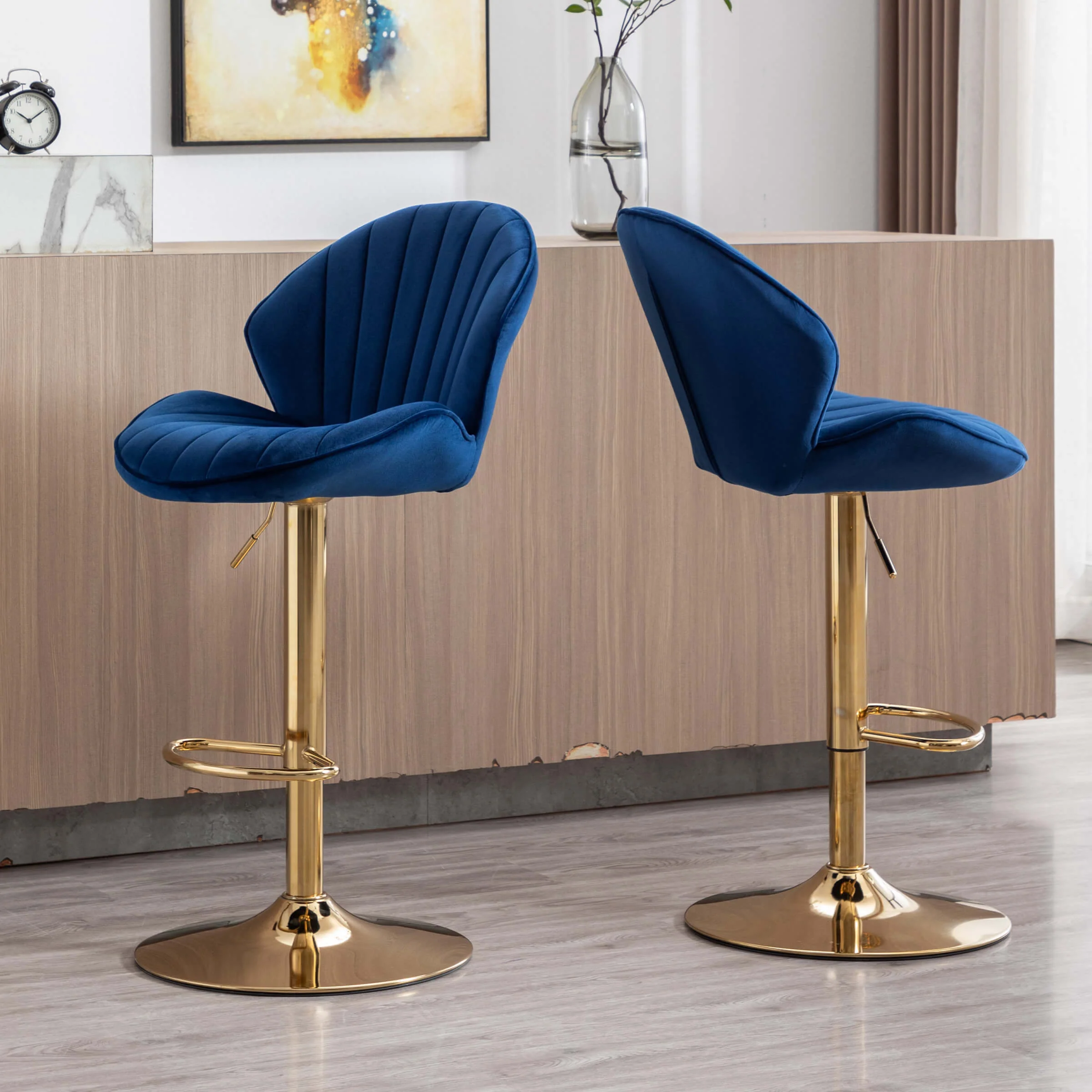Modern Adjustable Swivel Bar Stools Set of 2 - 9022AB - Image 4