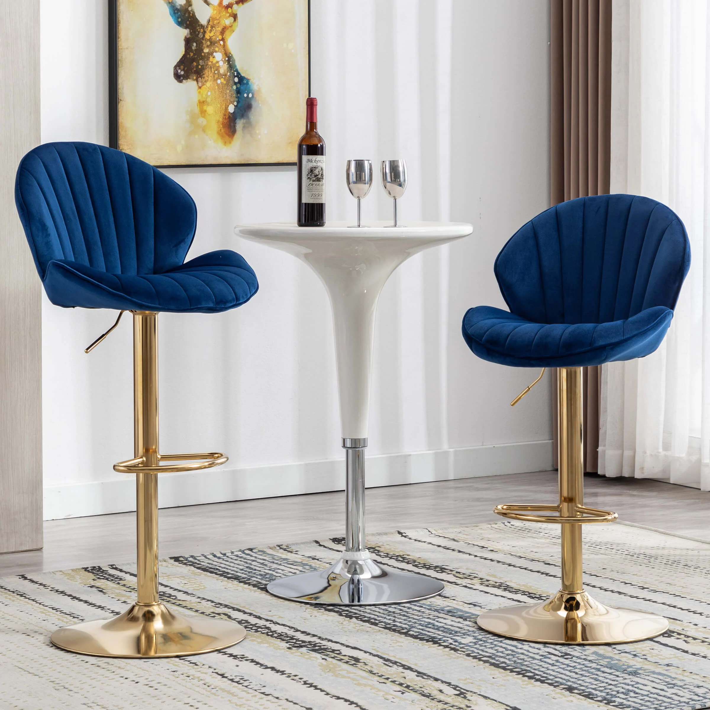 Modern Adjustable Swivel Bar Stools Set of 2 - 9022AB - Image 5