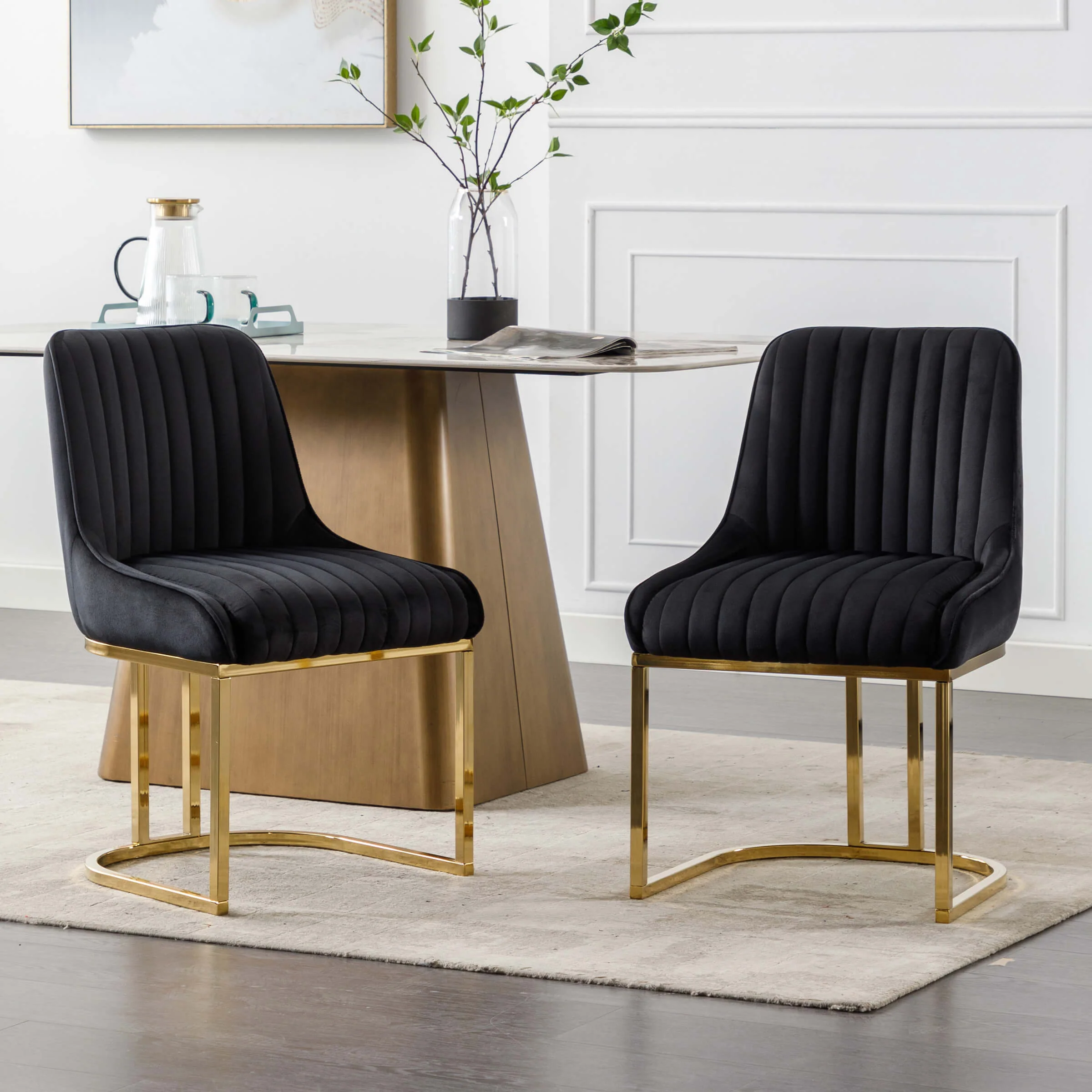 Armless Dining Chairs With Gold Legs Set of 2 - 9043DC - Image 16